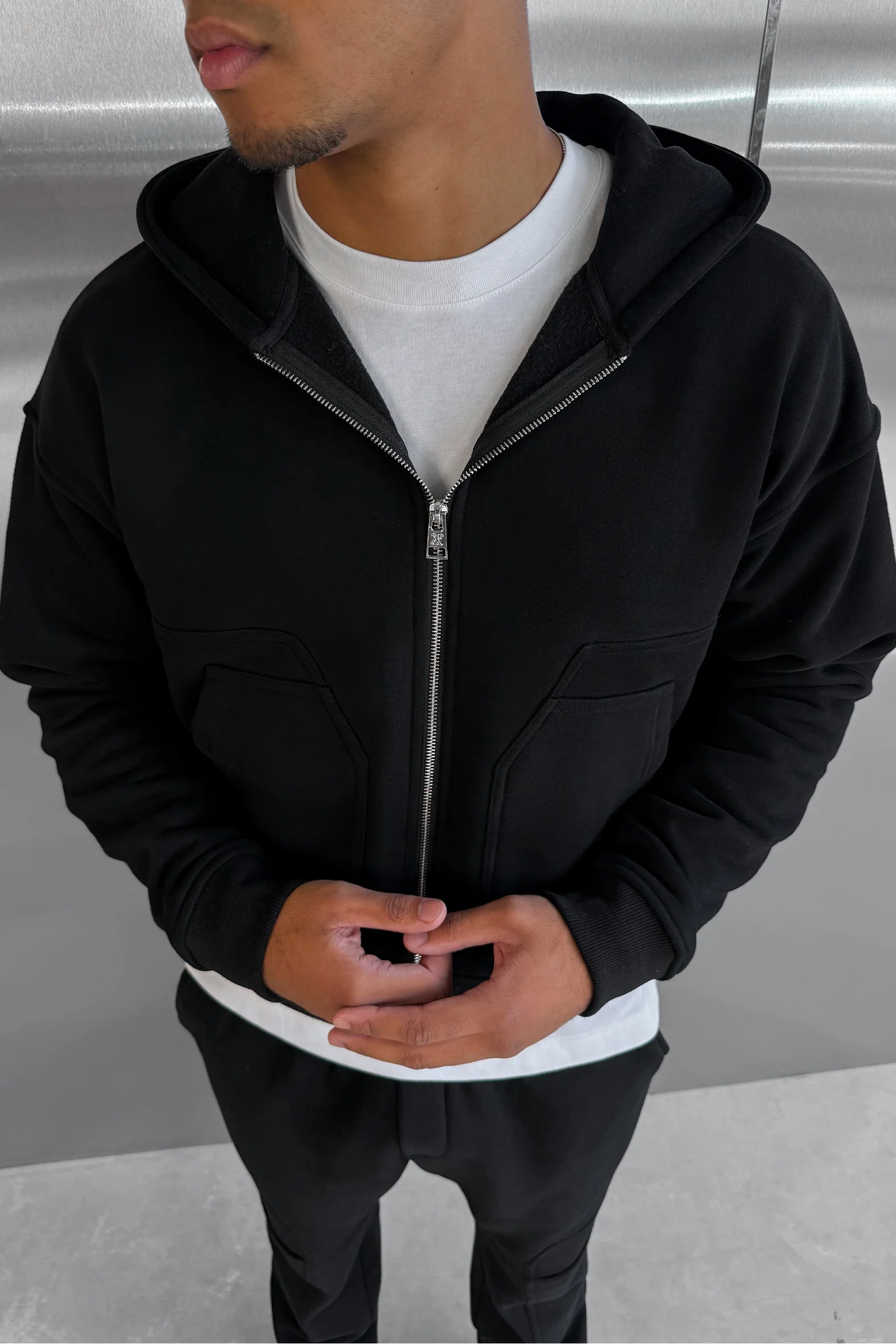 Boxy Carpenter Hoodie - Black - Image 5