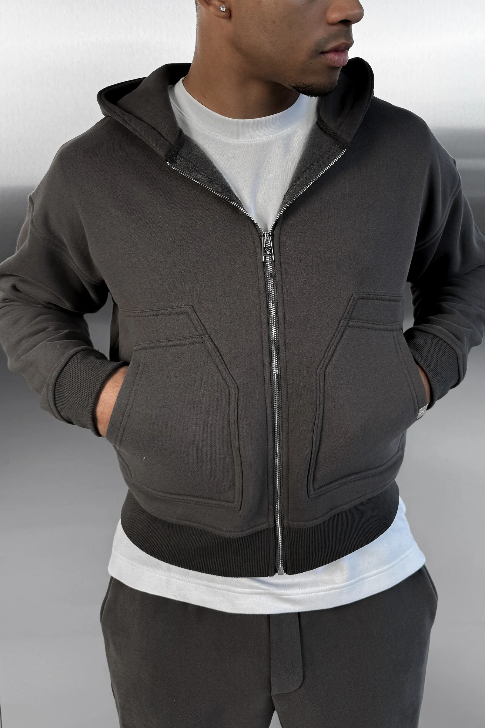 Boxy Carpenter Hoodie - Charcoal - Image 3