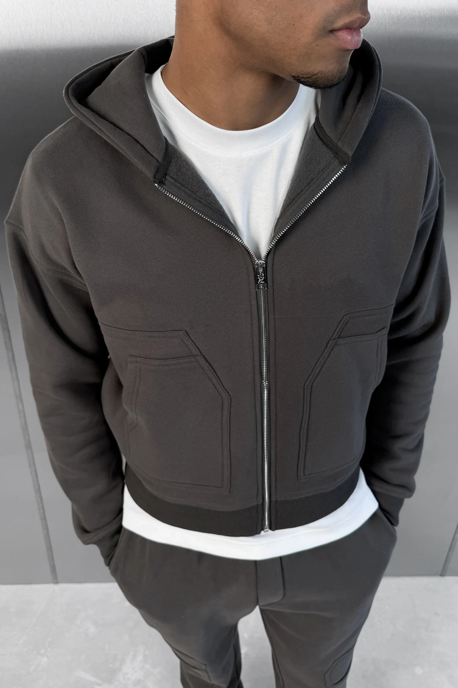 Boxy Carpenter Hoodie - Charcoal - Image 4