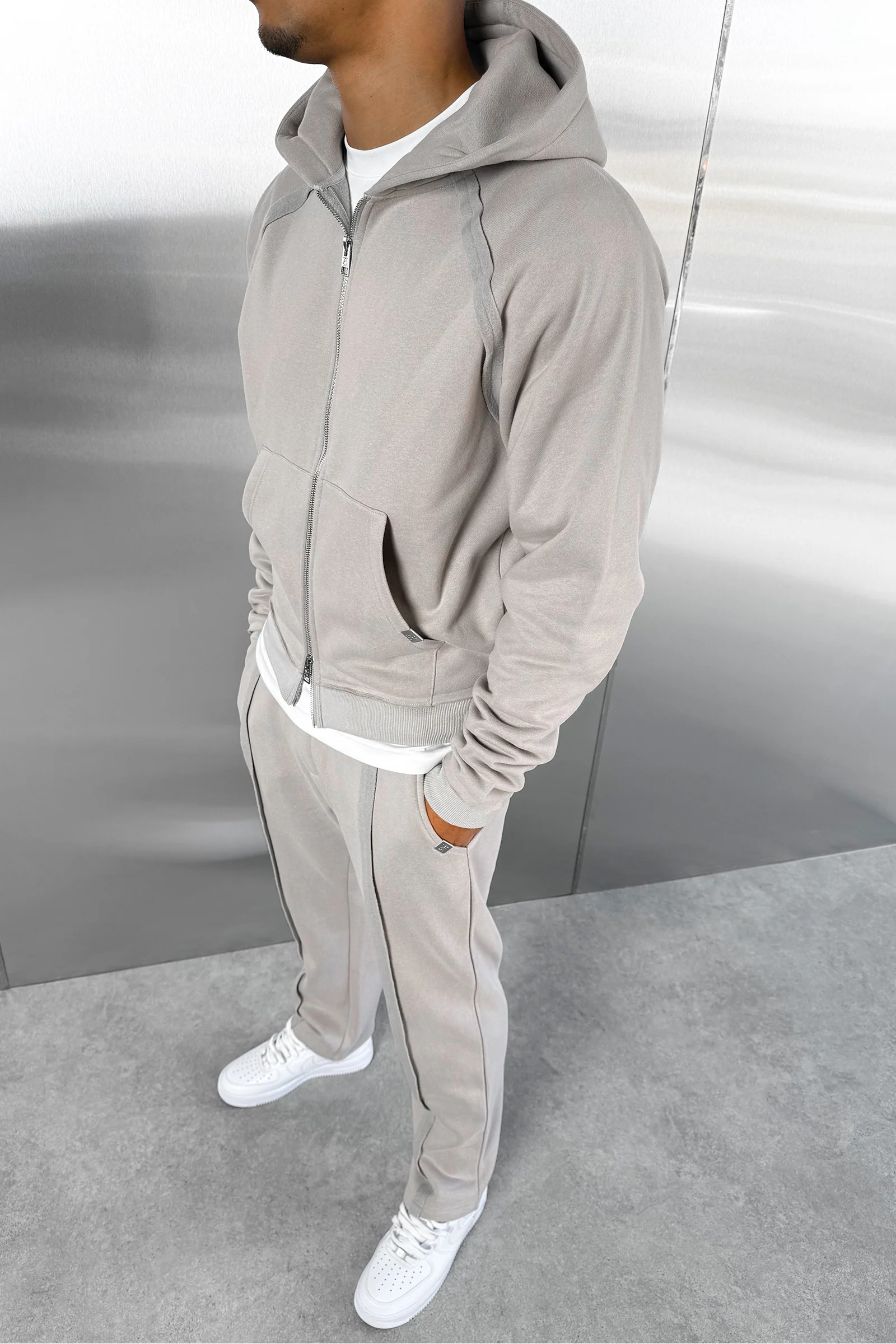 Boxy Raw-Seam Hoodie - Grey - Image 7