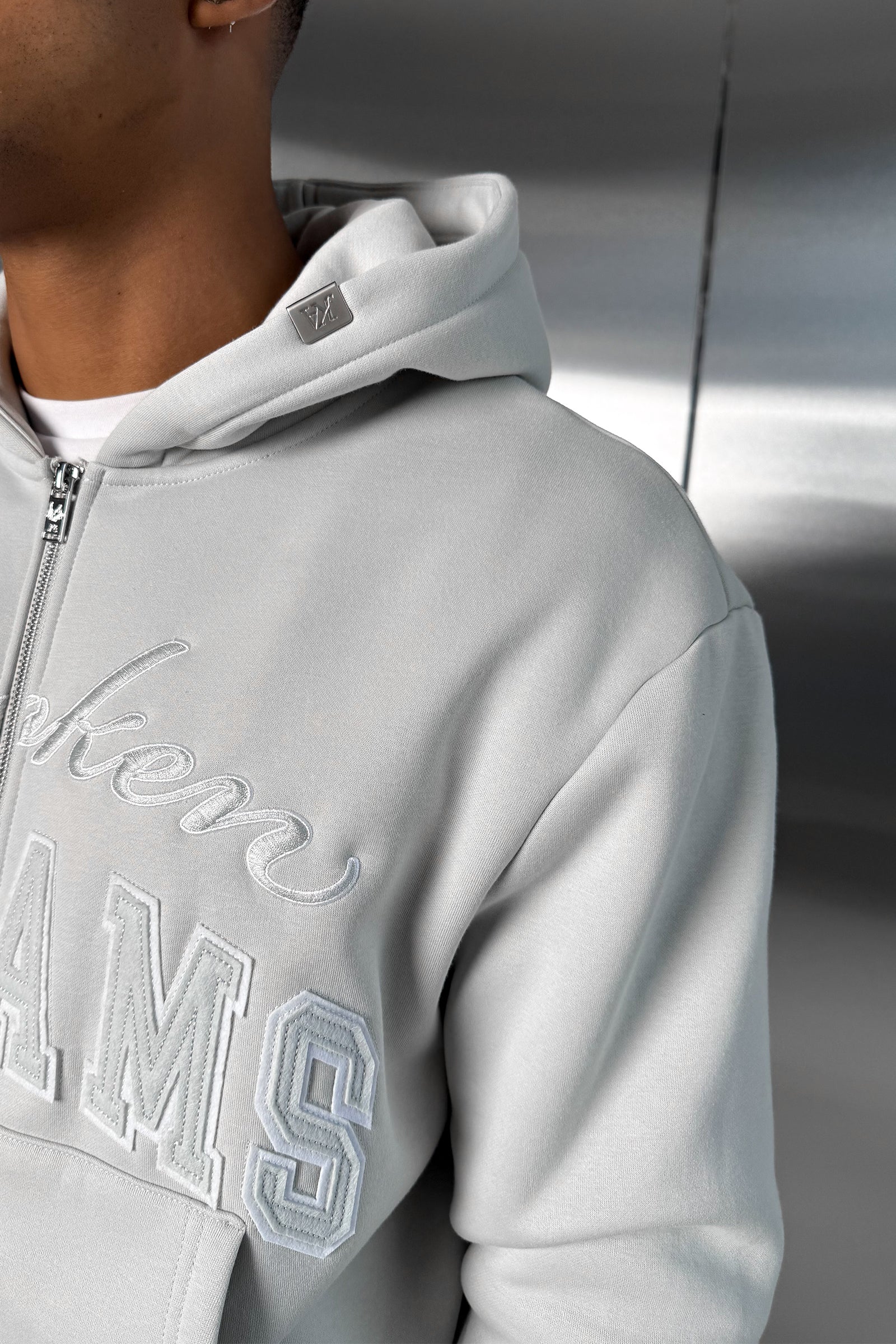 Broken Dreams Boxy Double Zip Hoody  - Grey - Image 3