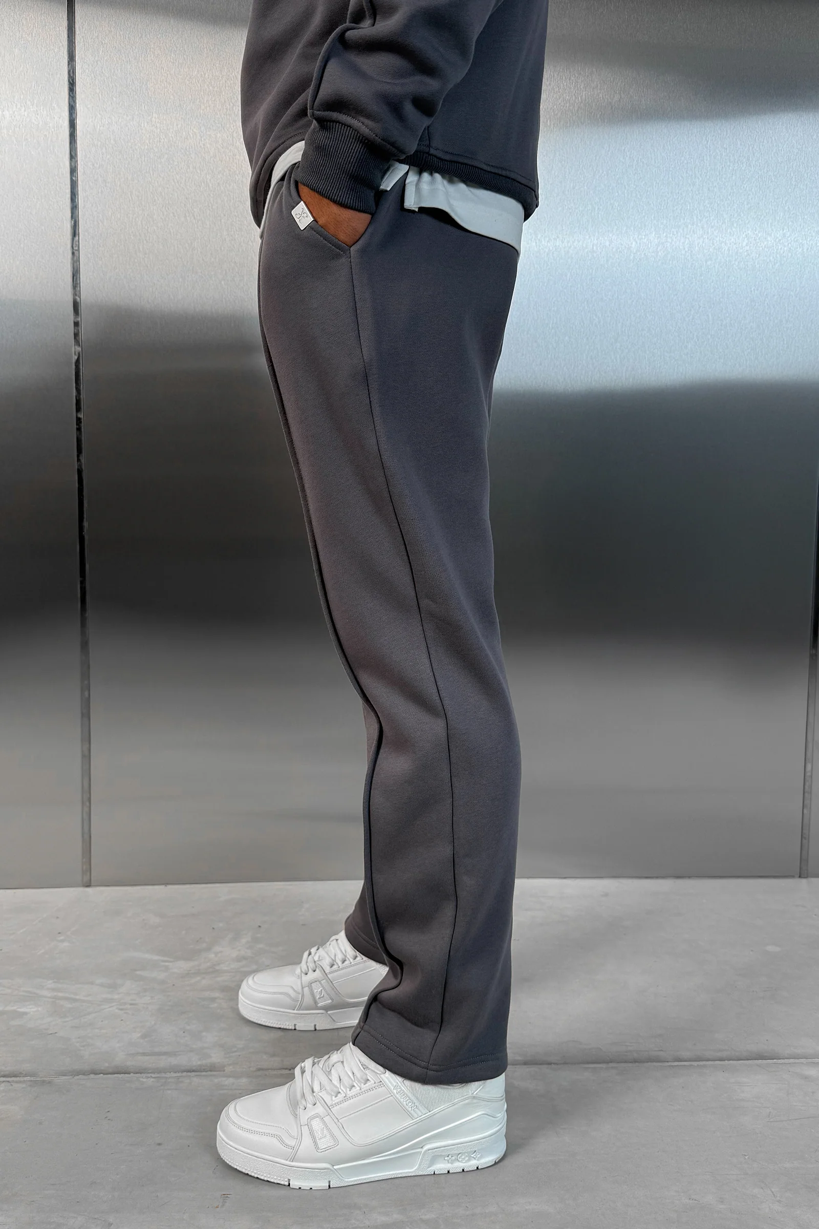 Relaxed Pintuck Joggers - Charcoal - Image 3