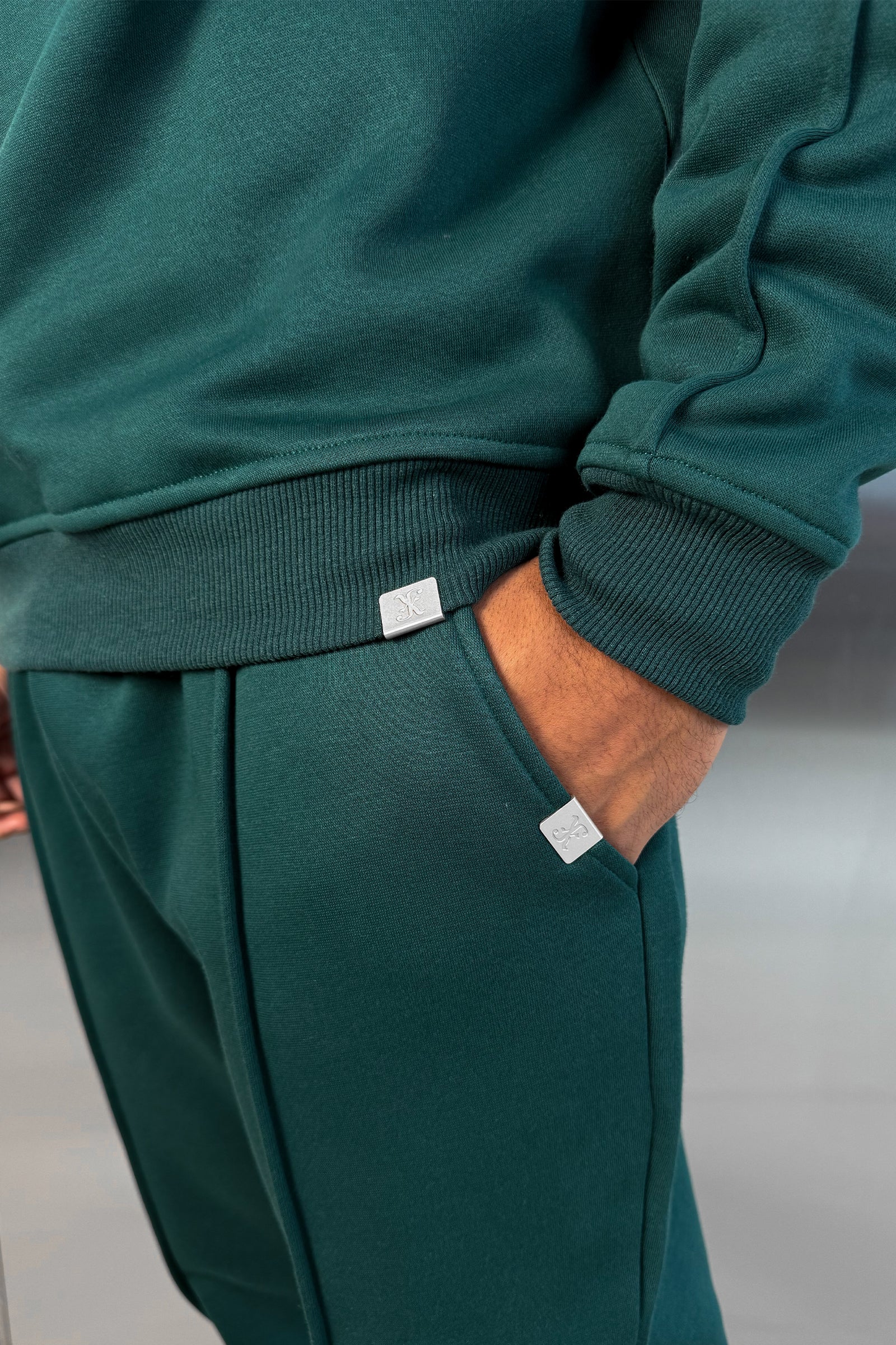 Relaxed Pintuck Joggers - Dark Teal - Image 3