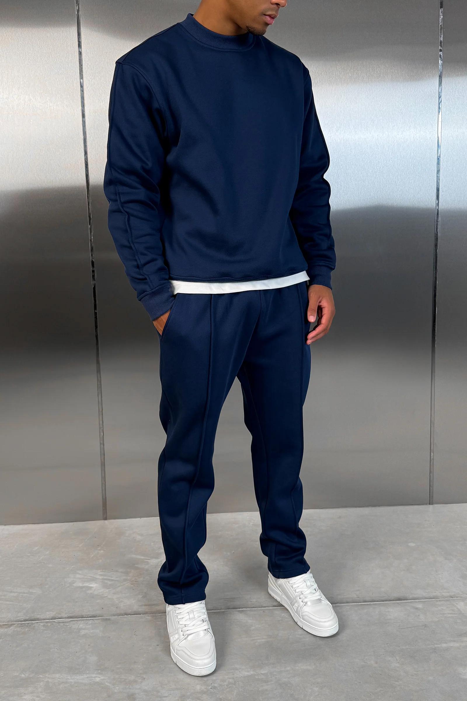 Relaxed Pintuck Joggers - Navy - Image 6