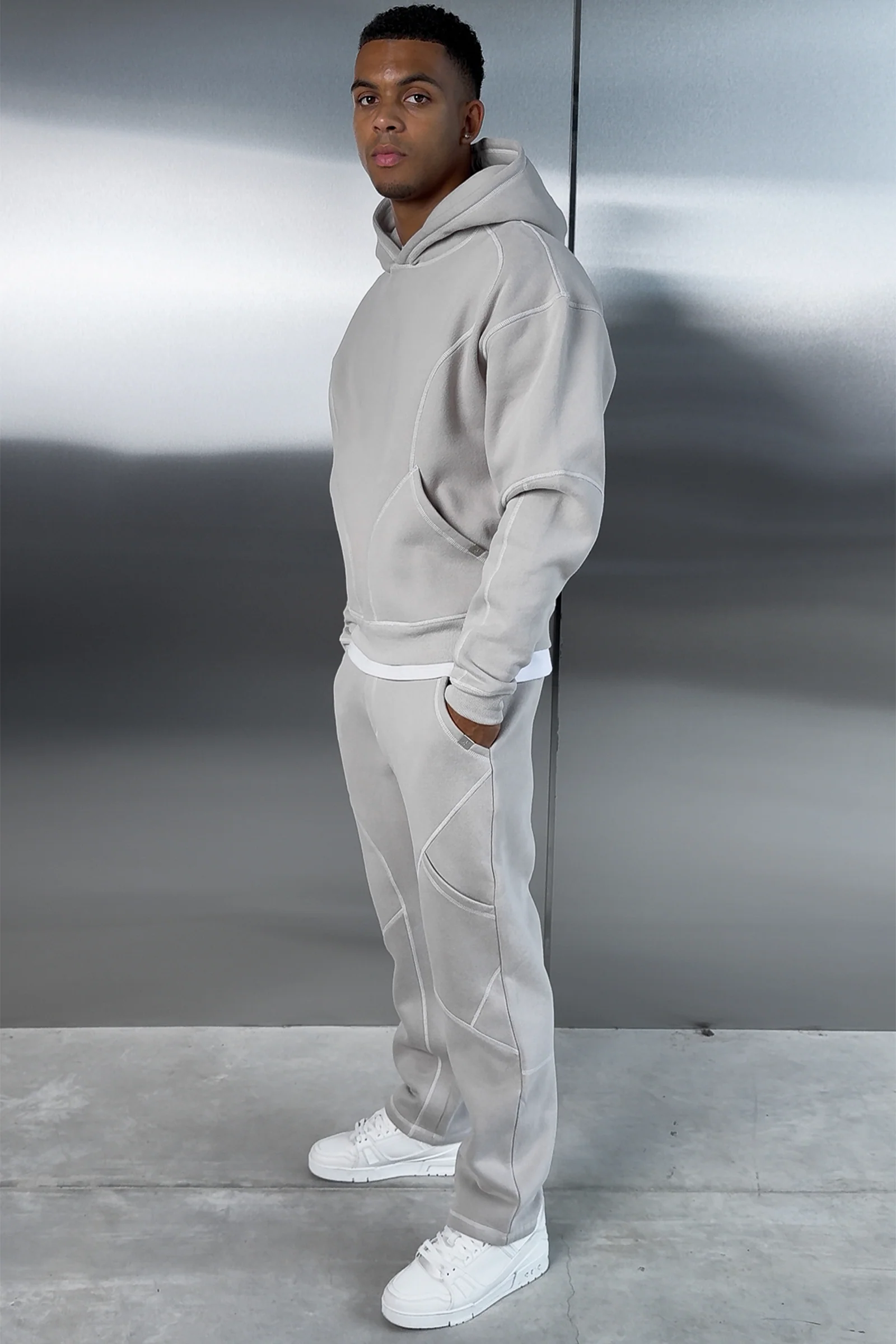 Contrast Stitch Straight Leg Jogger - Grey - Image 6