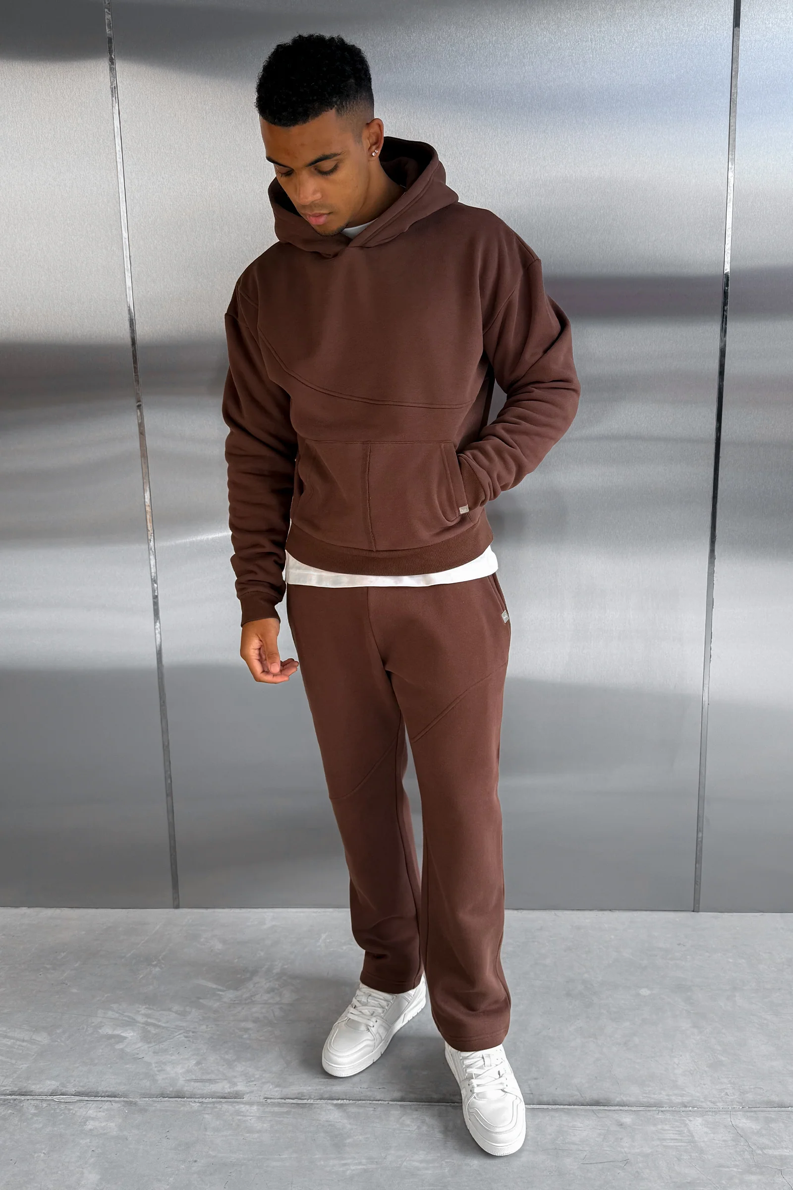 Curve Seam Boxy Hoodie - Mocha - Image 3