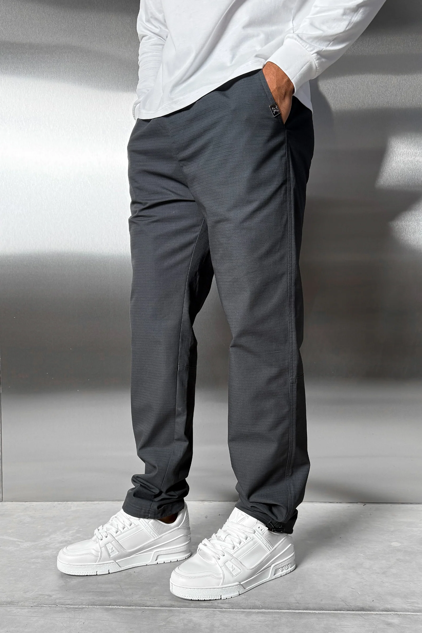 Essential Ripstop Straight Leg Cargo Pant - Charcoal - Image 3