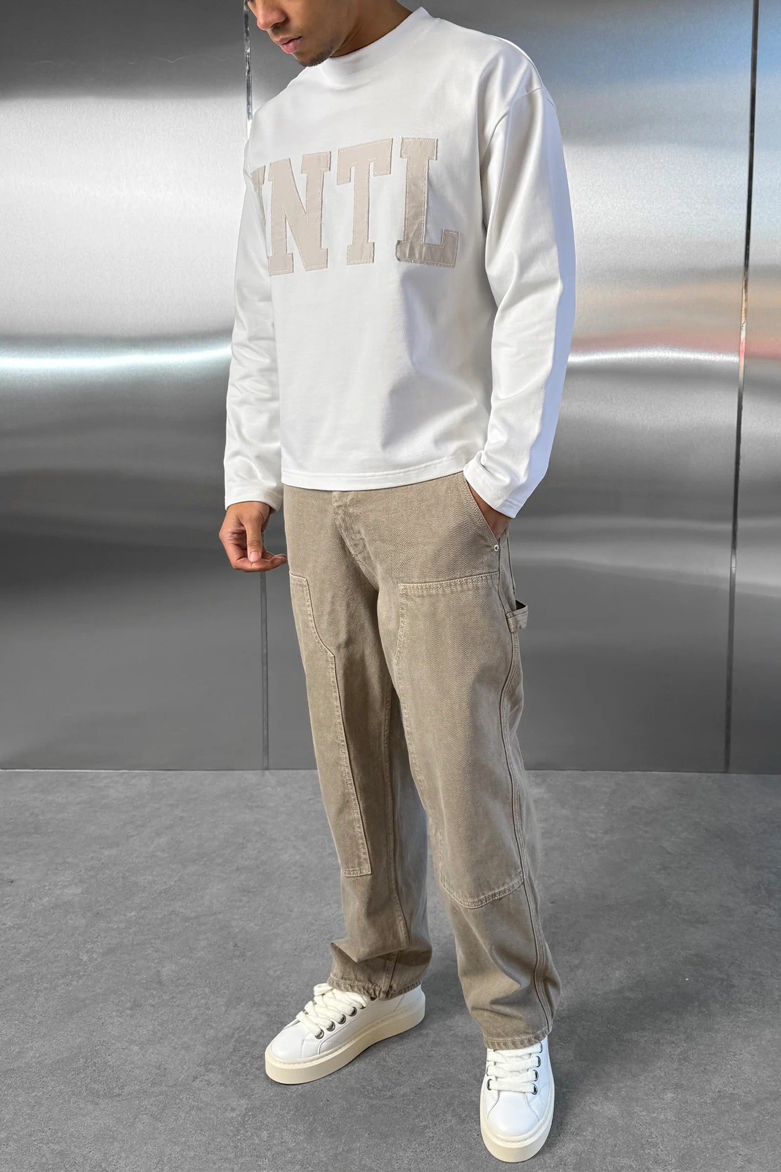 INTL Boxy Long Sleeve T-Shirt - White - Image 4