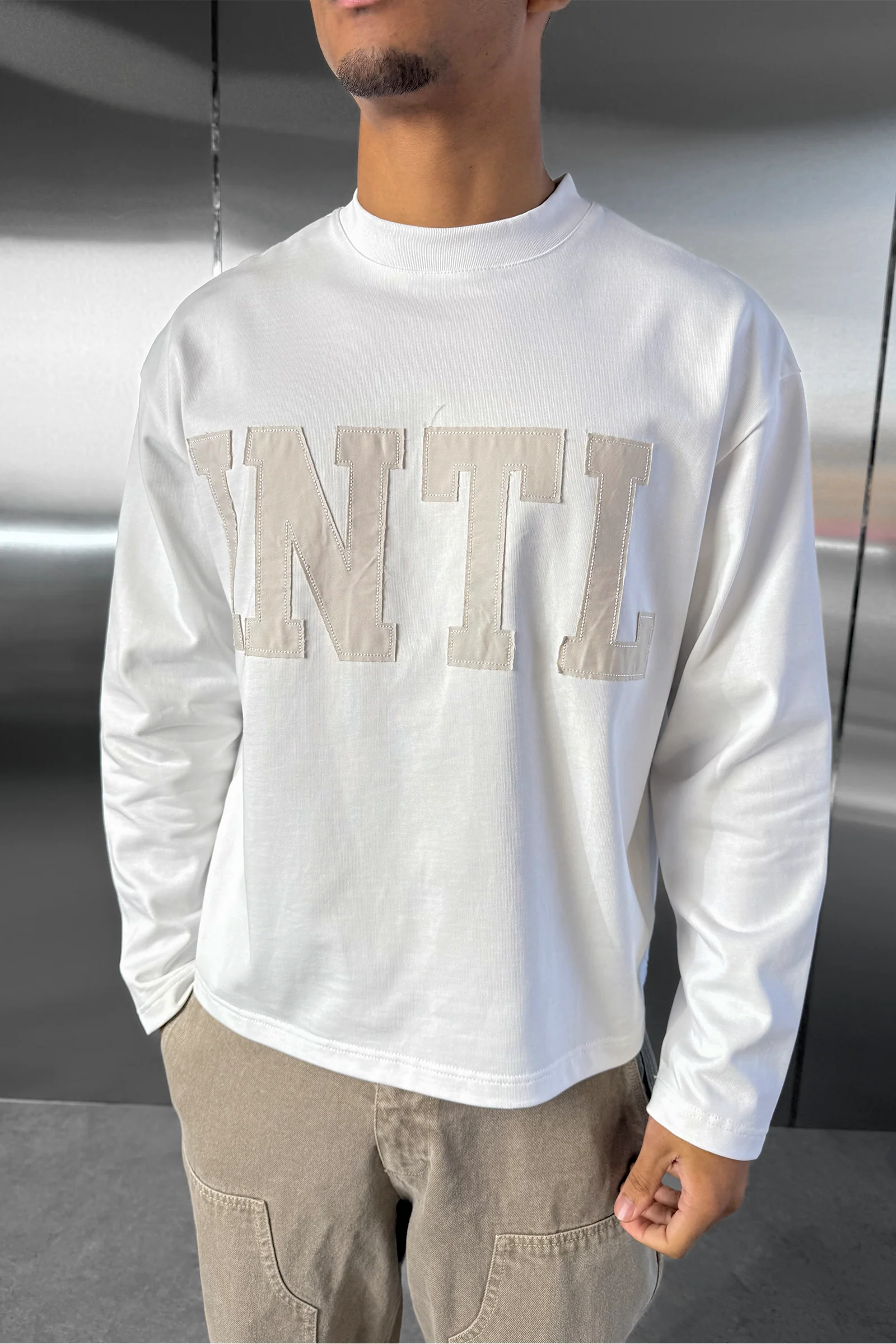 INTL Boxy Long Sleeve T-Shirt - White - Image 5
