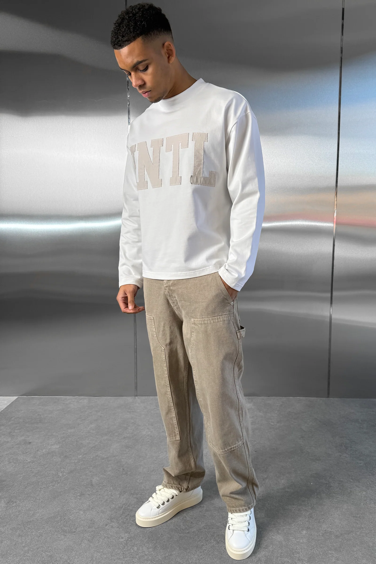 INTL Boxy Long Sleeve T-Shirt - White - Image 6