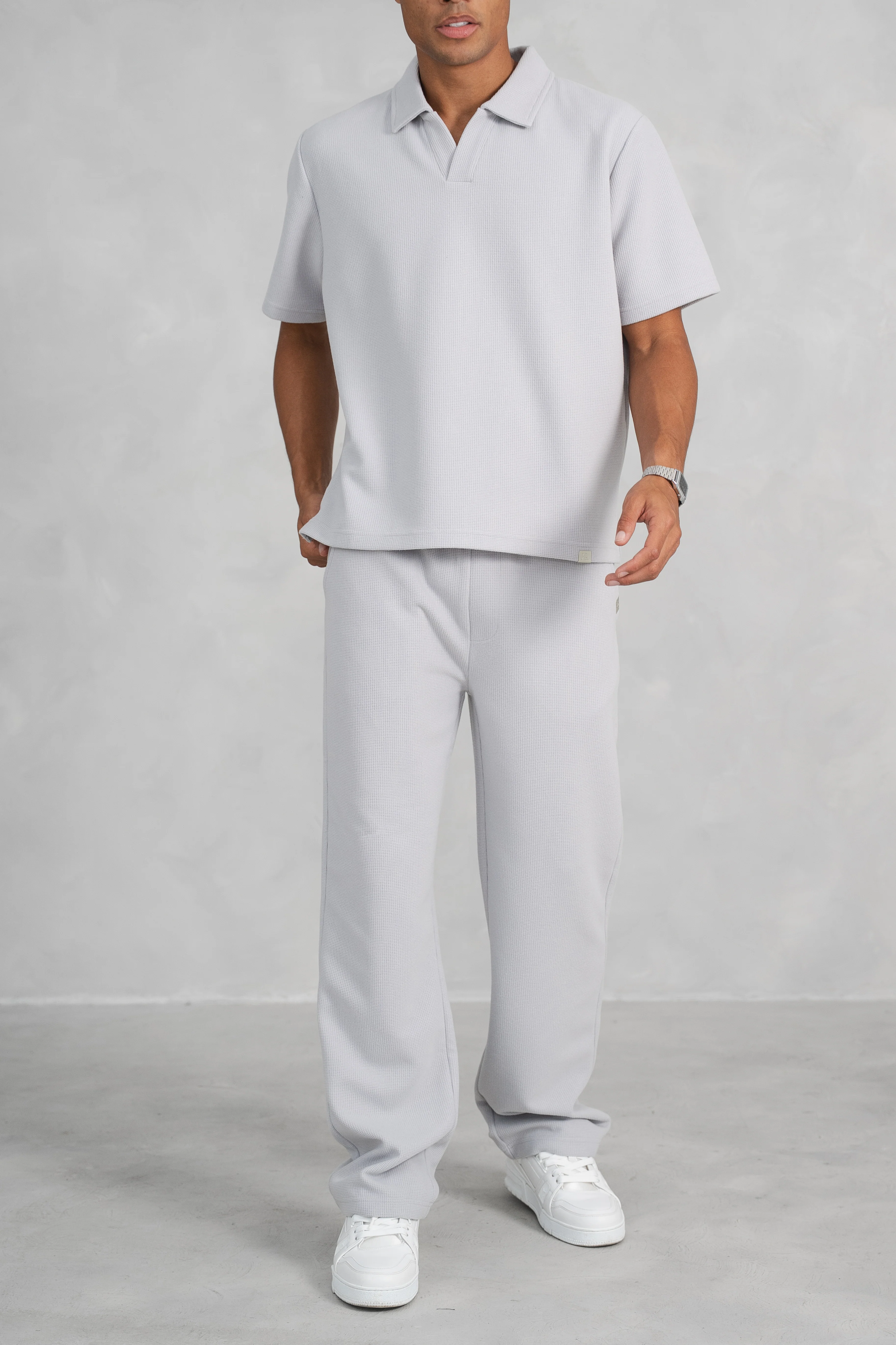 Waffle Straight Leg Joggers - Grey - Image 6