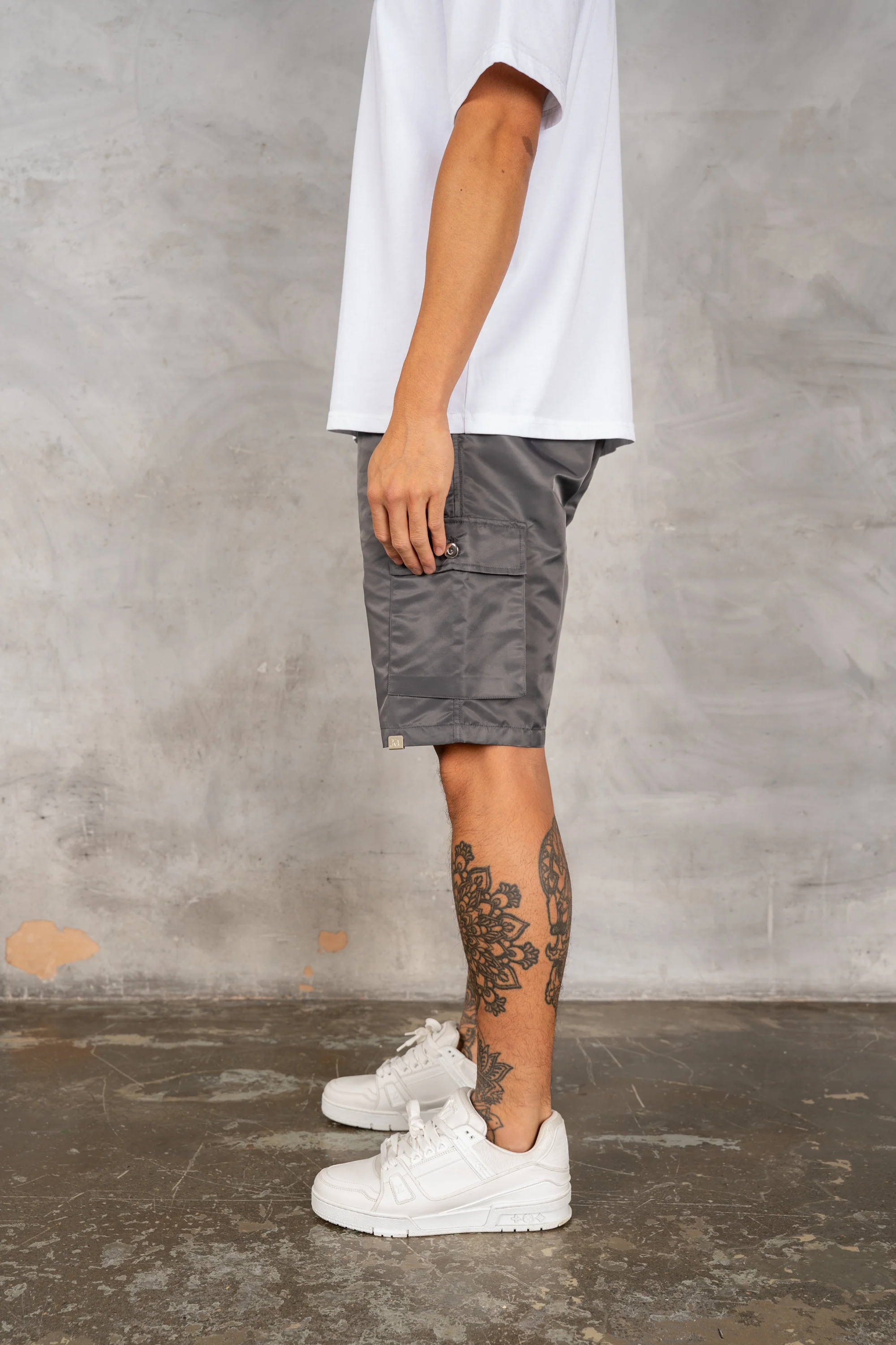 Nylon Cargo Shorts - Charcoal - Image 3