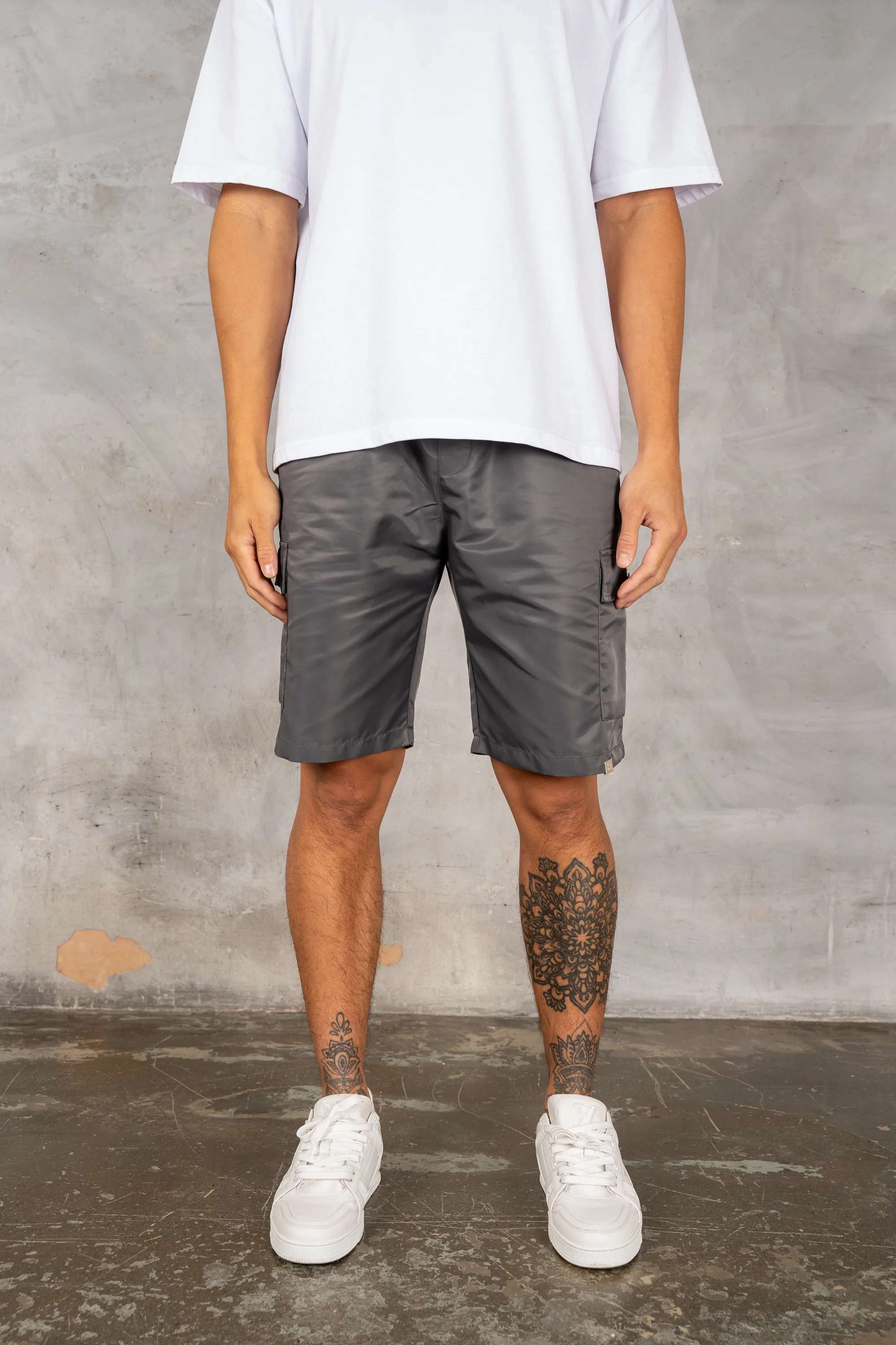 Nylon Cargo Shorts - Charcoal - Image 4