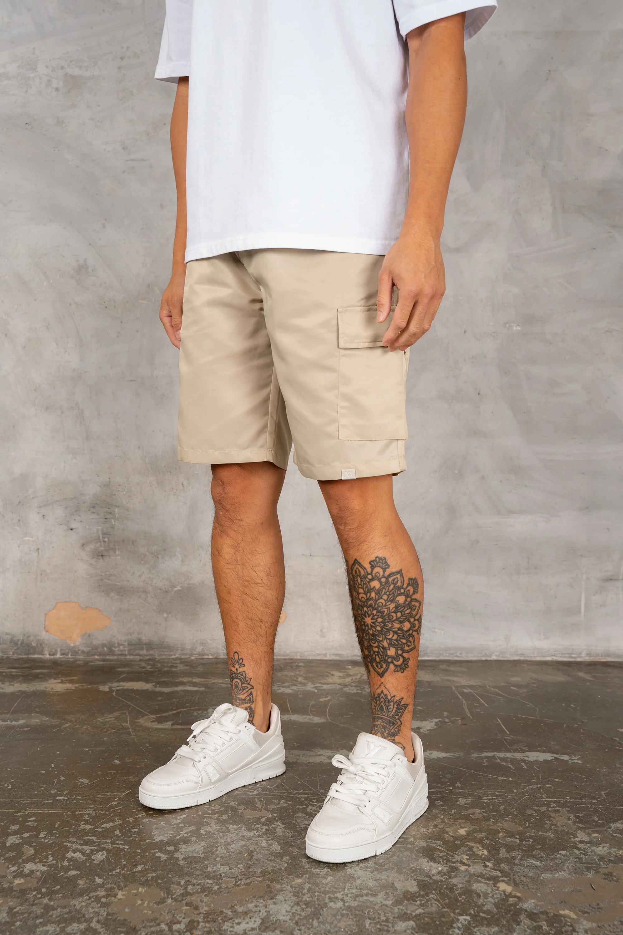 Nylon Cargo Shorts - Stone - Image 4