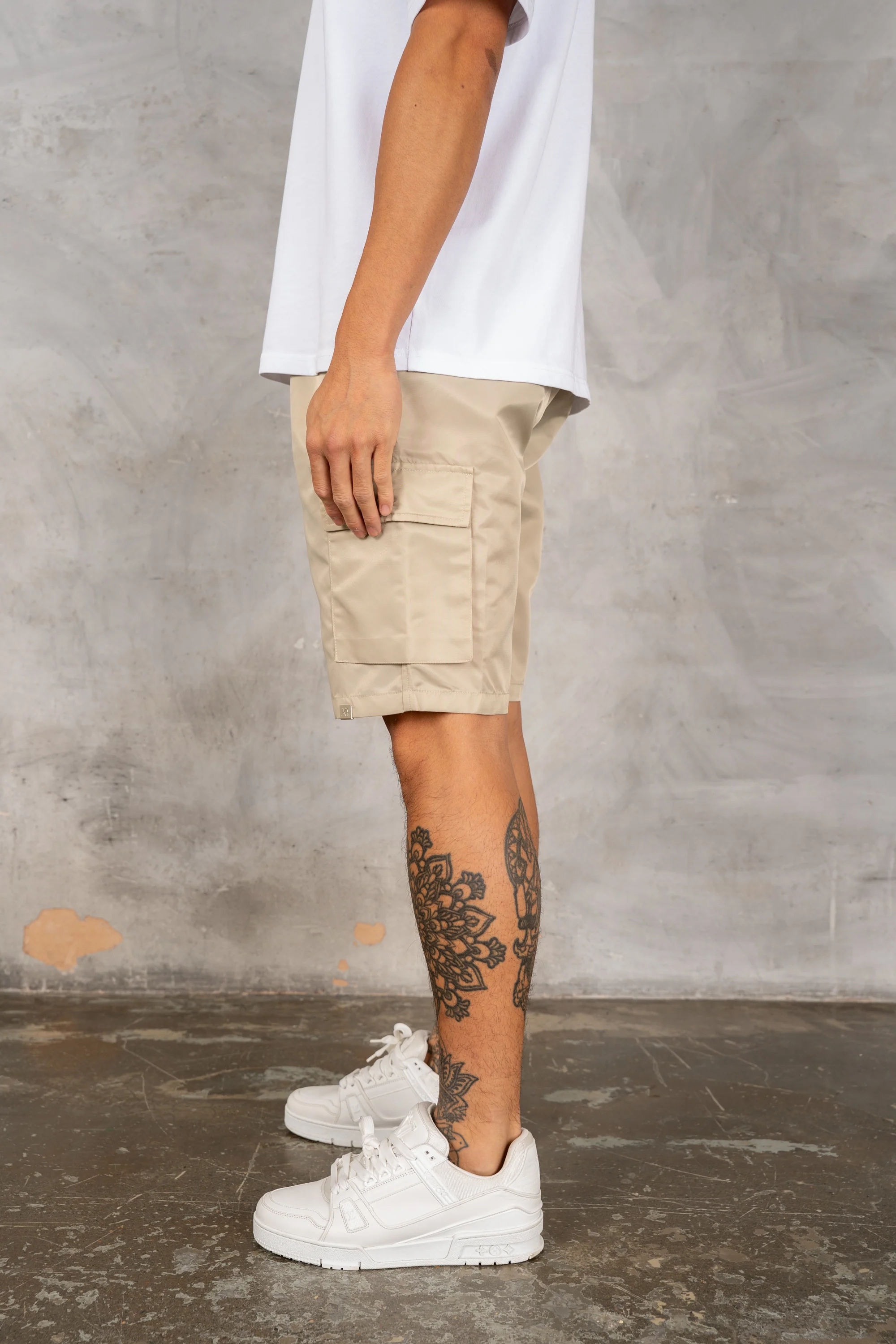 Nylon Cargo Shorts - Stone - Image 5