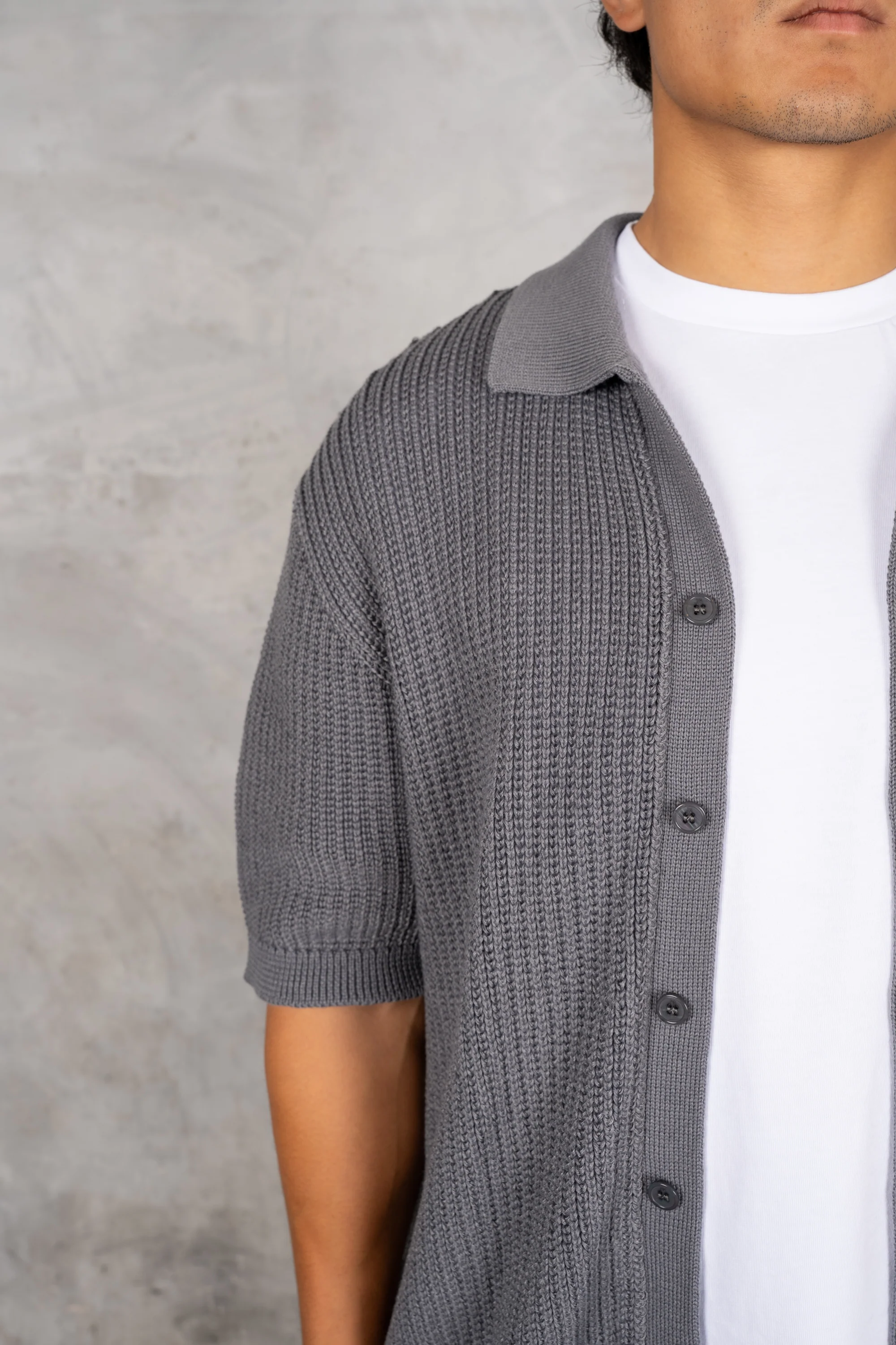 Relaxed Crochet Shirt - Charcoal - Image 5