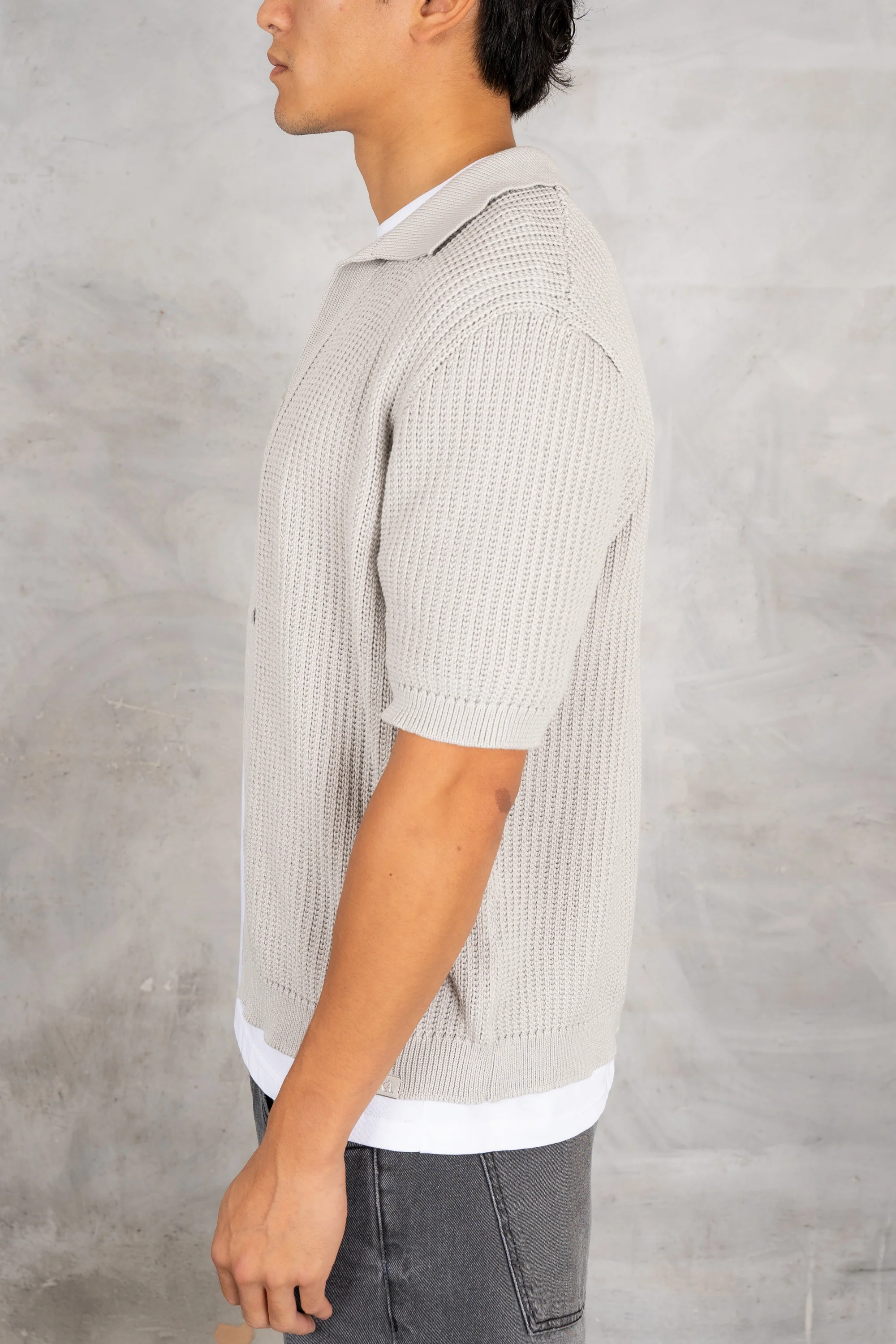 Relaxed Crochet Shirt - Grey - Image 5