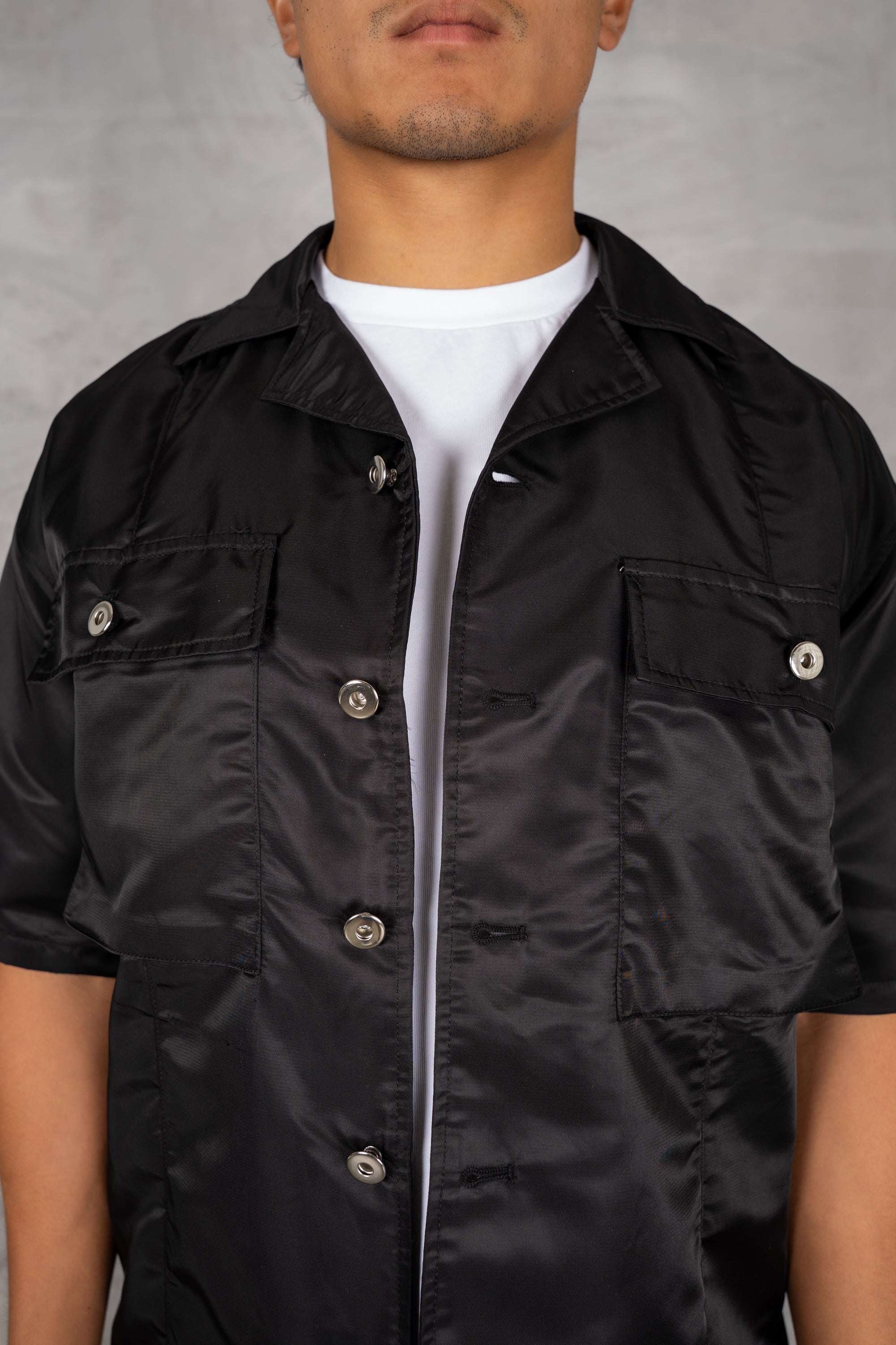 Boxy Nylon Oversized Shirt - Black - Image 5