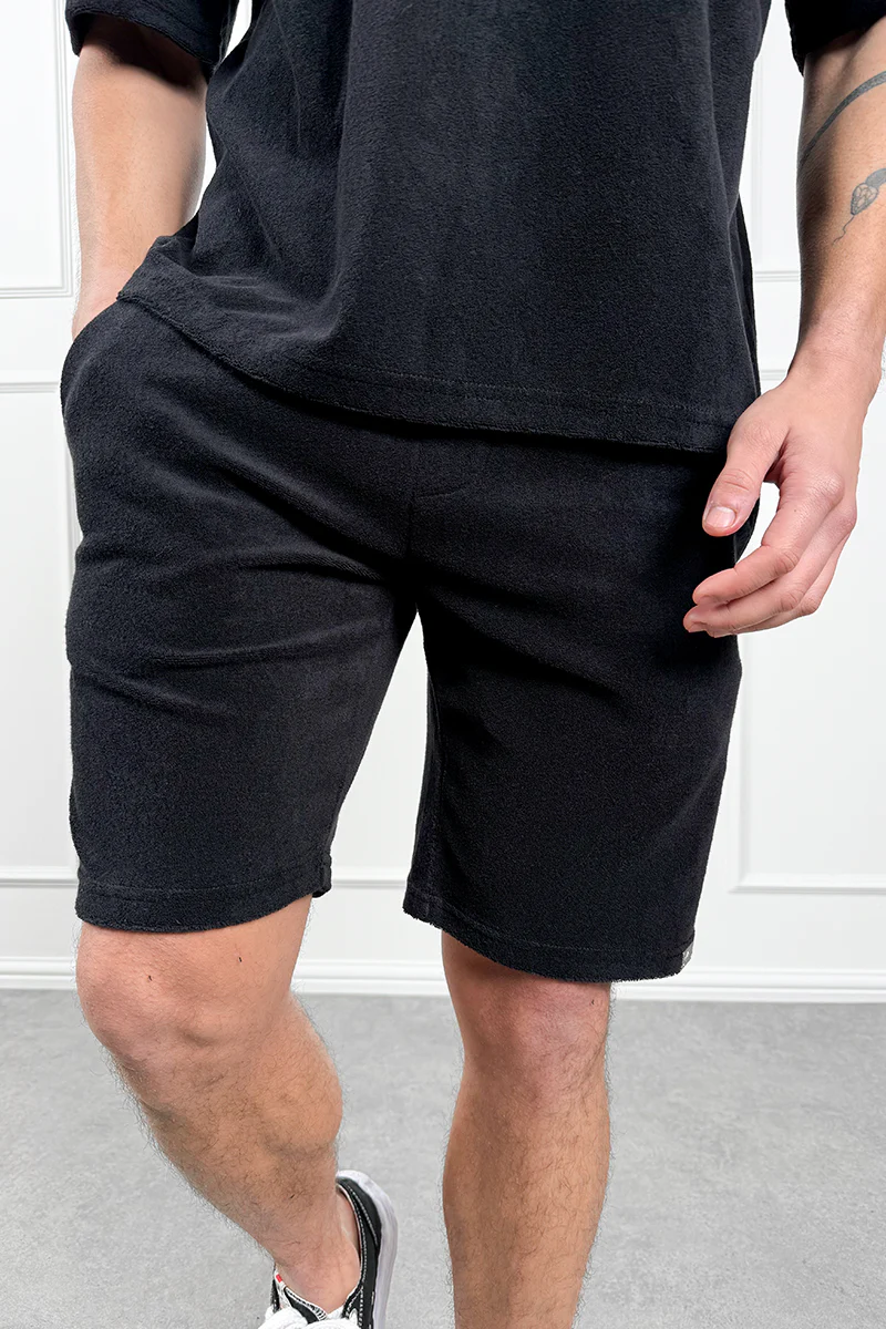 Oversized Towelling Twin Set - Black - Image 3