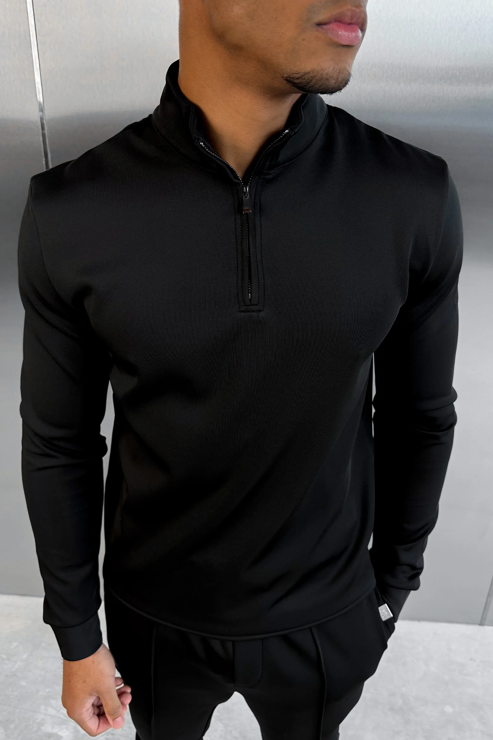 Scuba Quarter Zip Jumper - Black - Image 3