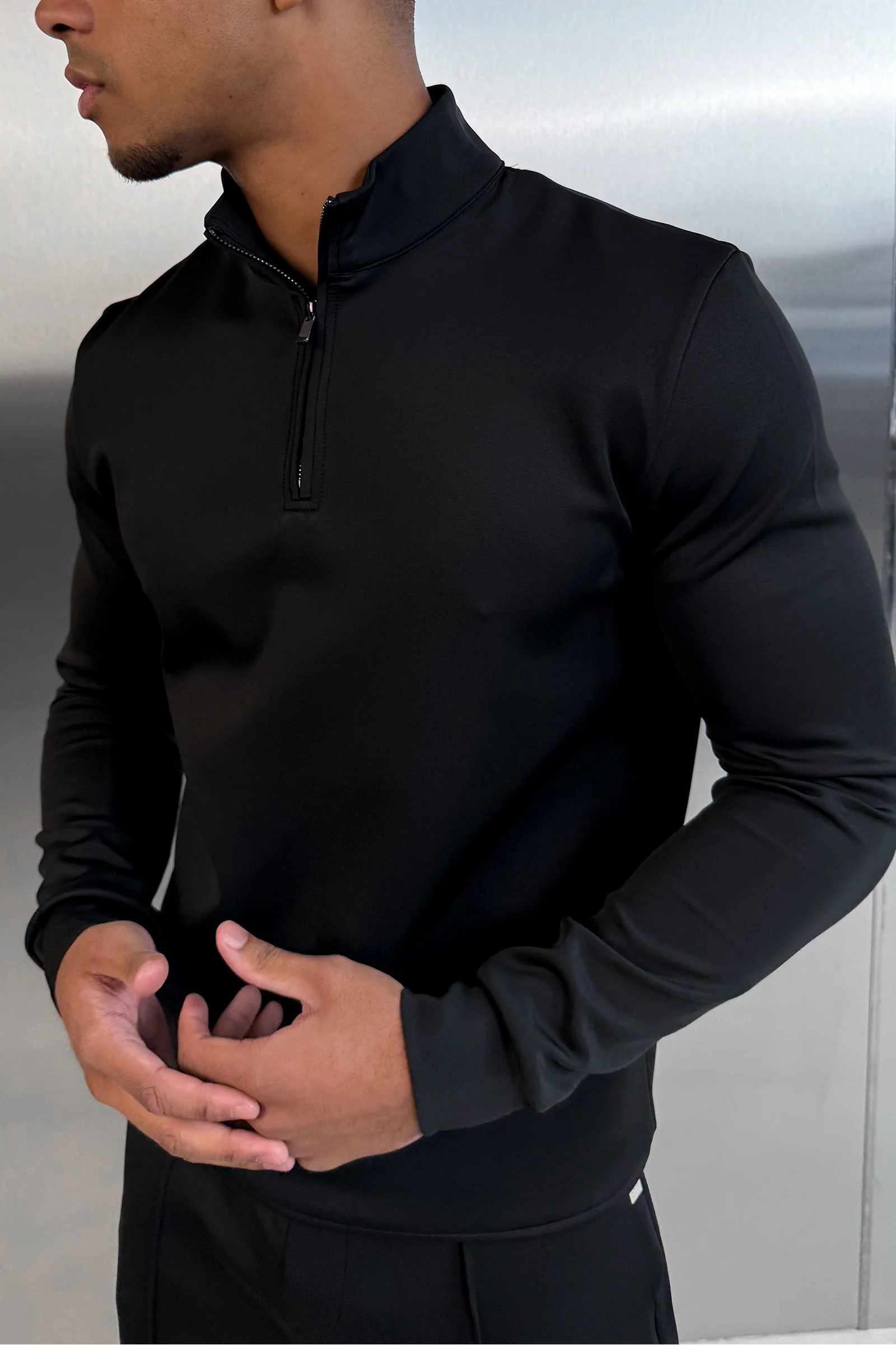Scuba Quarter Zip Jumper - Black - Image 5