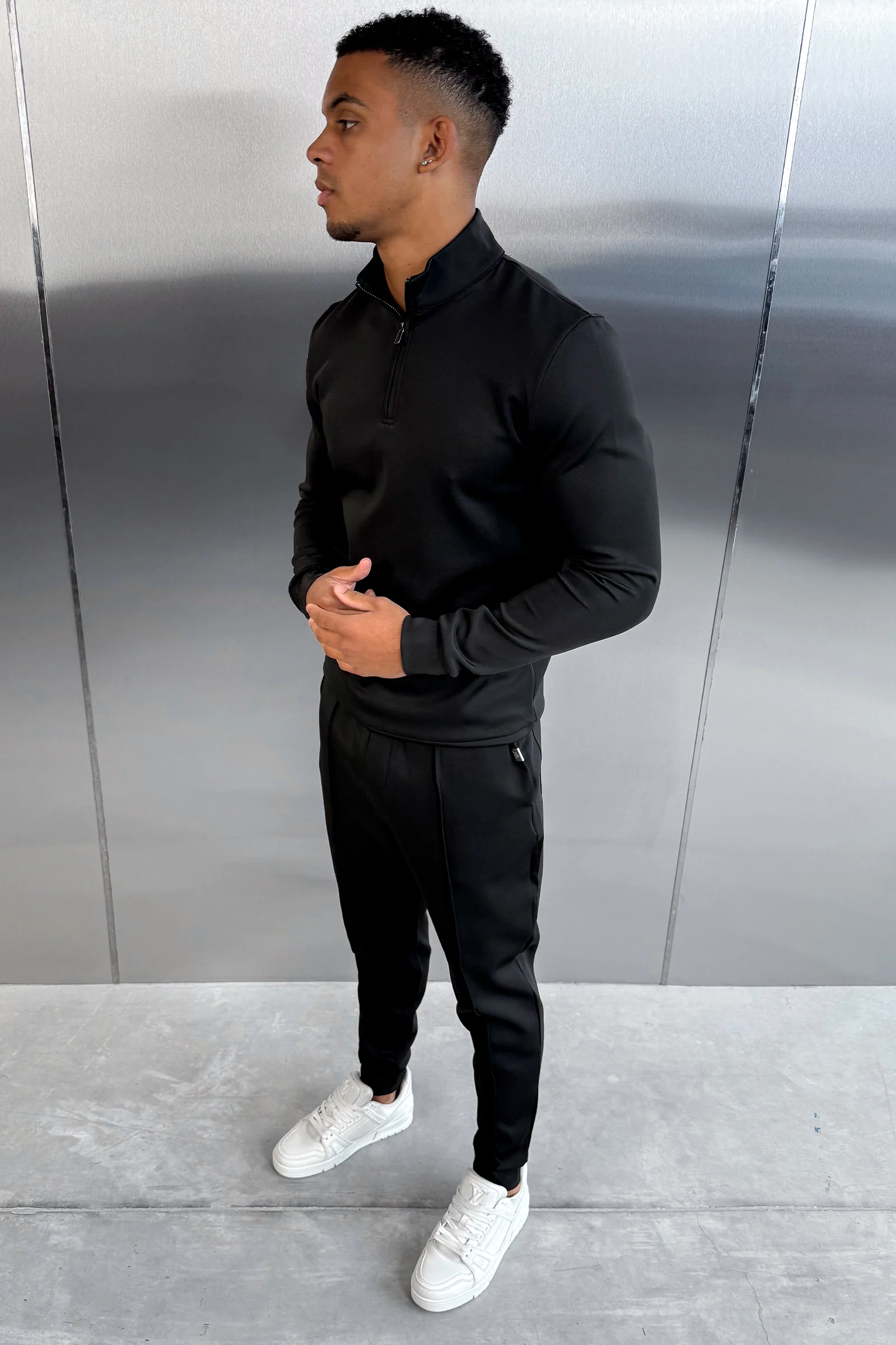 Scuba Quarter Zip Jumper - Black - Image 7