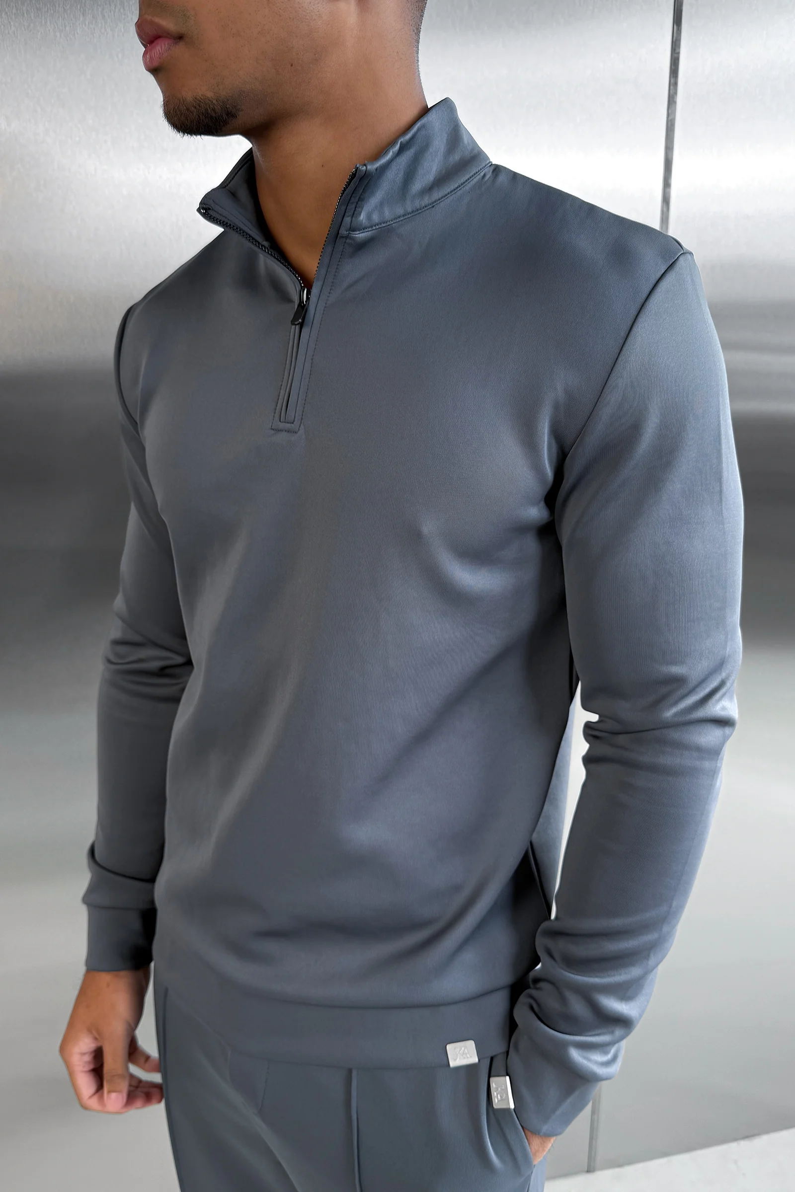 Scuba Quarter Zip Jumper - Charcoal - Image 4