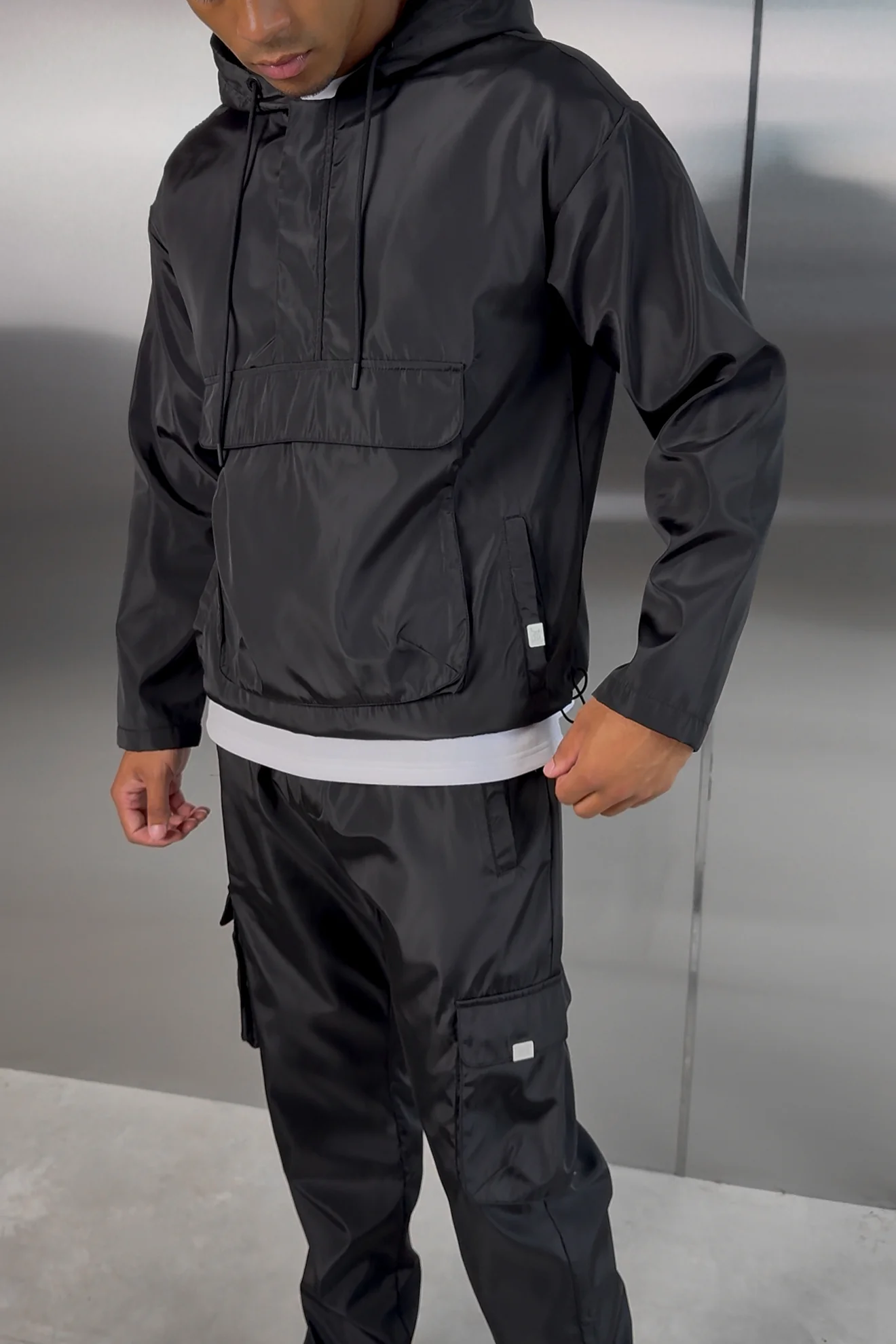 Matte Nylon Pullover Jacket - Black - Image 3
