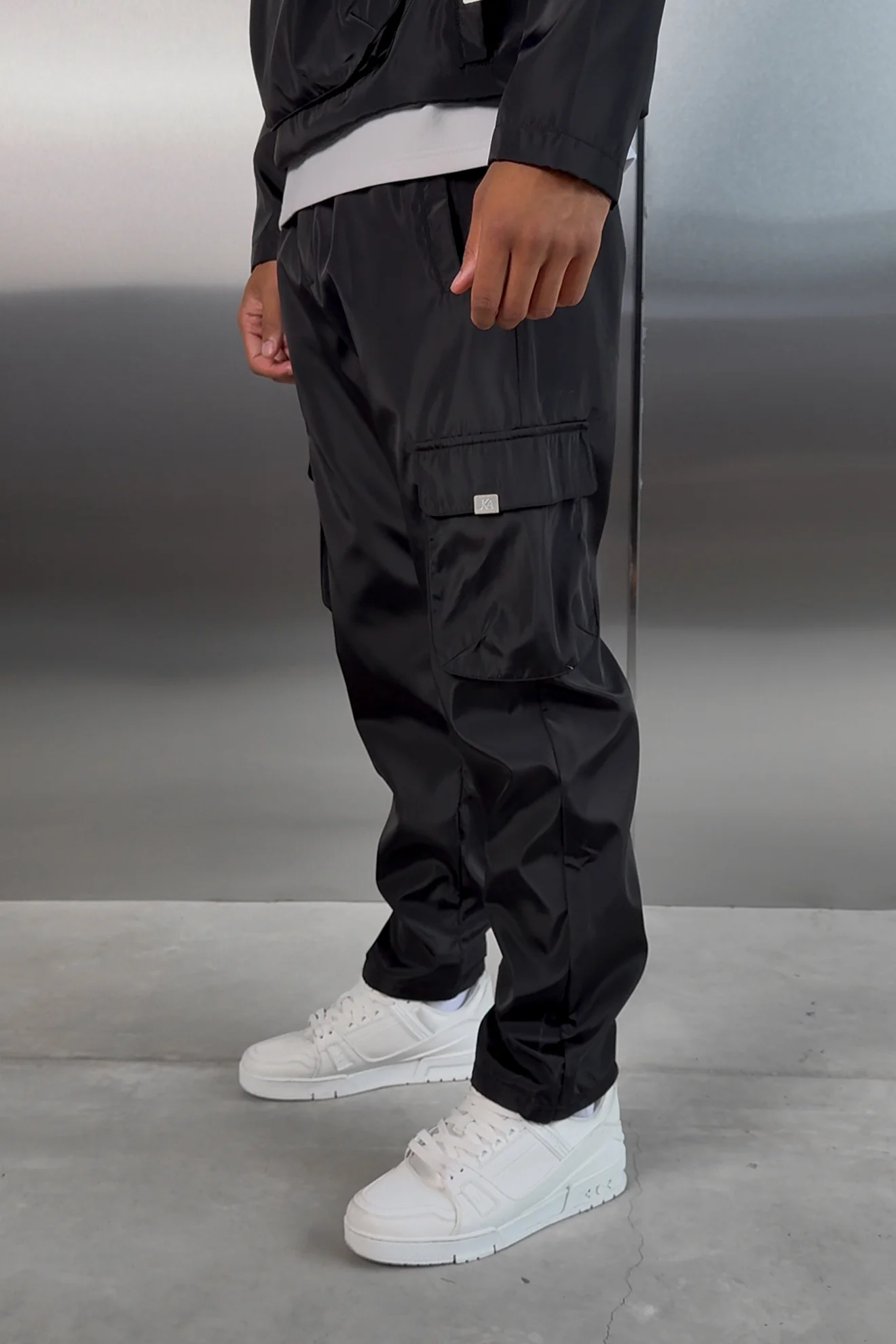 Matte Nylon Cargo Pant - Black - Image 3