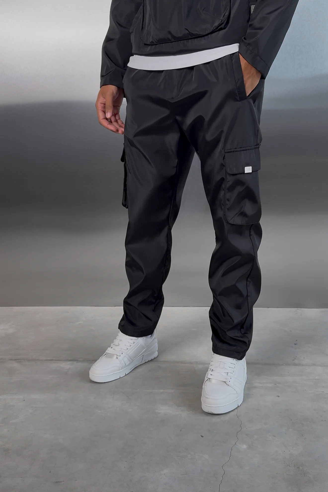 Matte Nylon Cargo Pant - Black - Image 4