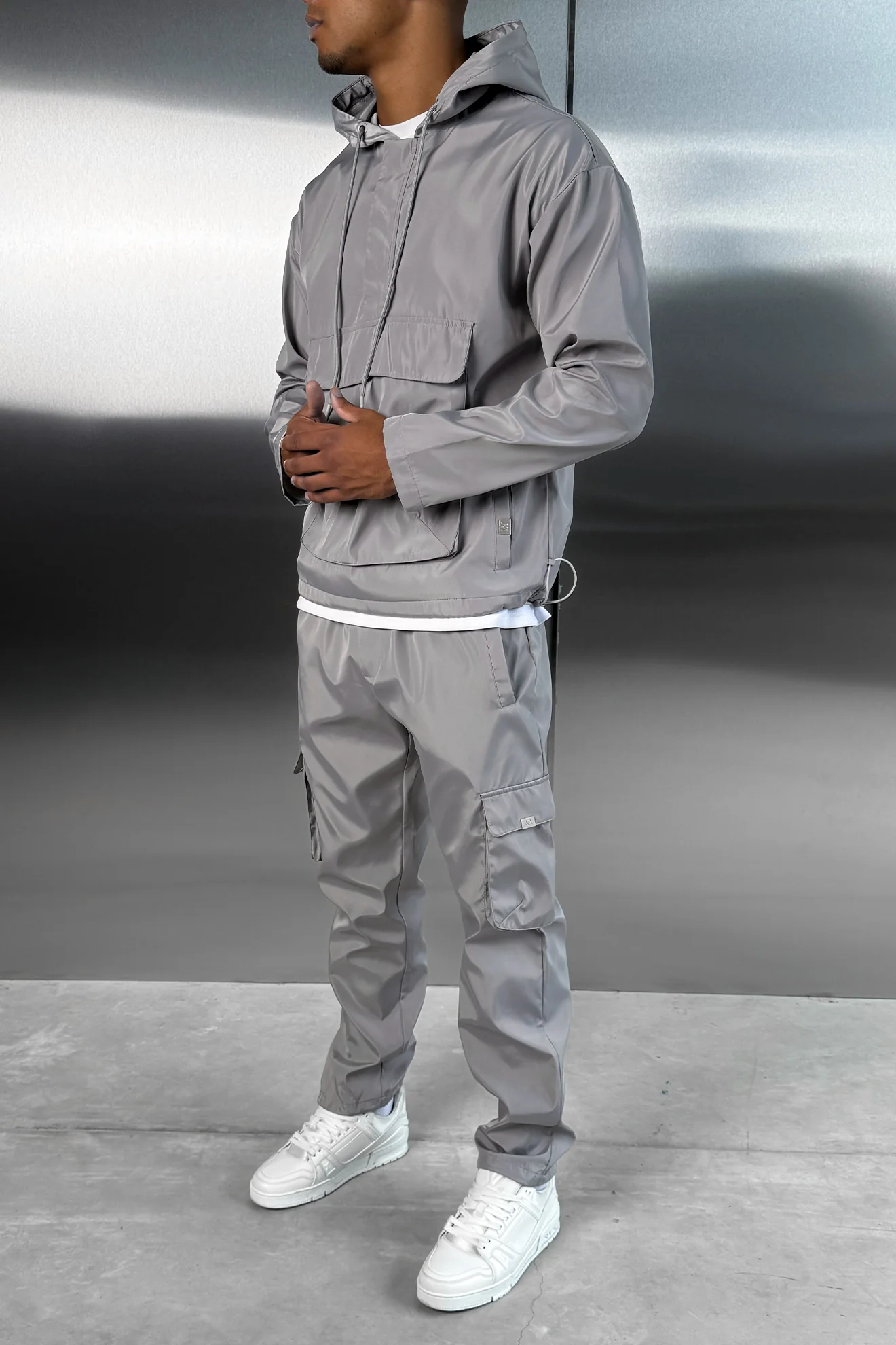 Matte Nylon Cargo Pant - Light Grey - Image 4