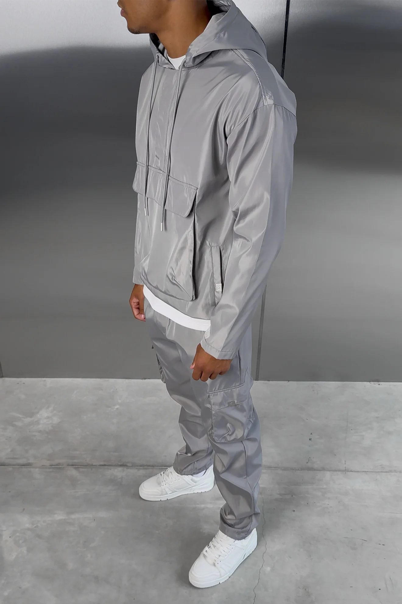 Matte Nylon Cargo Pant - Light Grey - Image 6