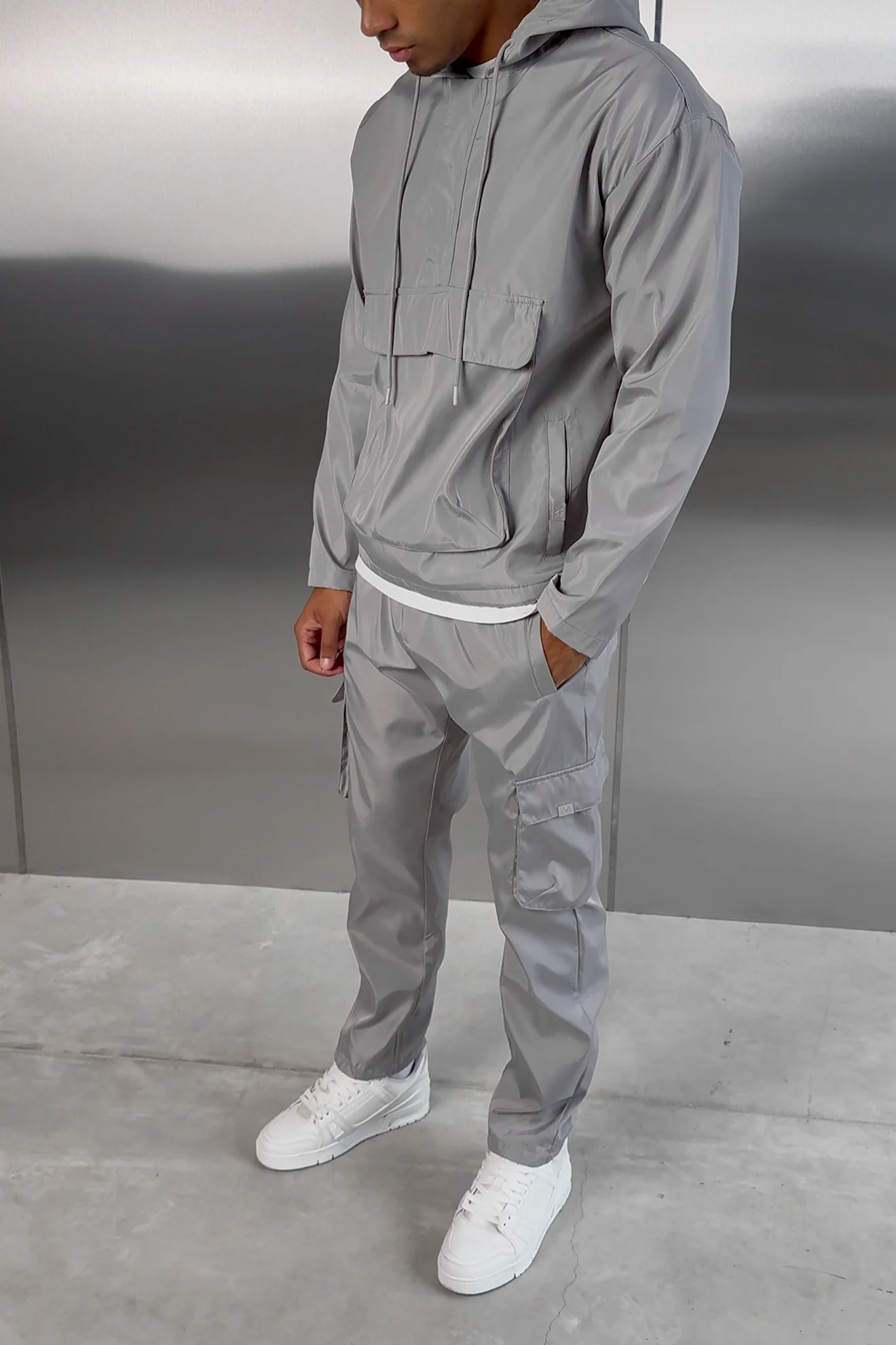 Matte Nylon Cargo Pant - Light Grey - Image 7