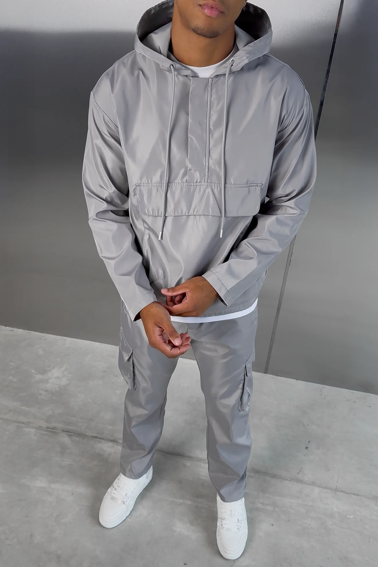 Matte Nylon Cargo Pant - Light Grey - Image 8