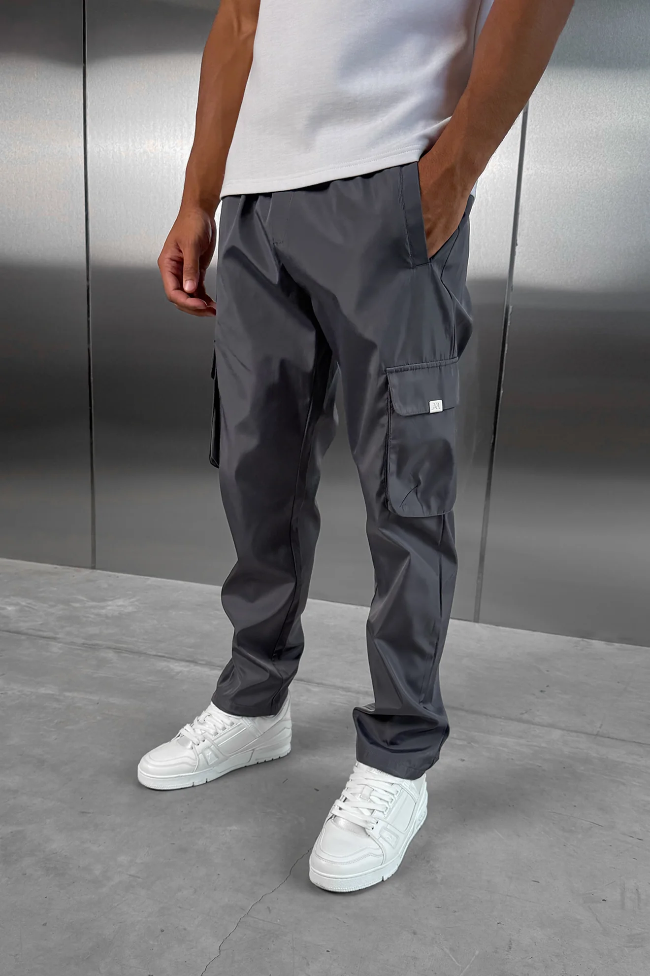 Matte Nylon Cargo Pant - Charcoal - Image 3
