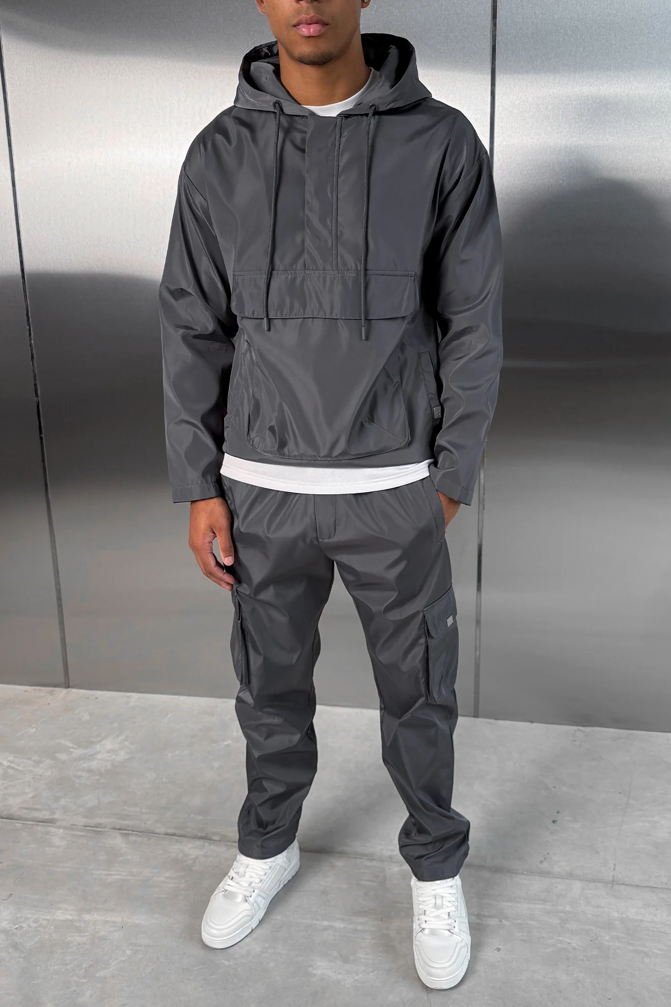 Matte Nylon Cargo Pant - Charcoal - Image 4