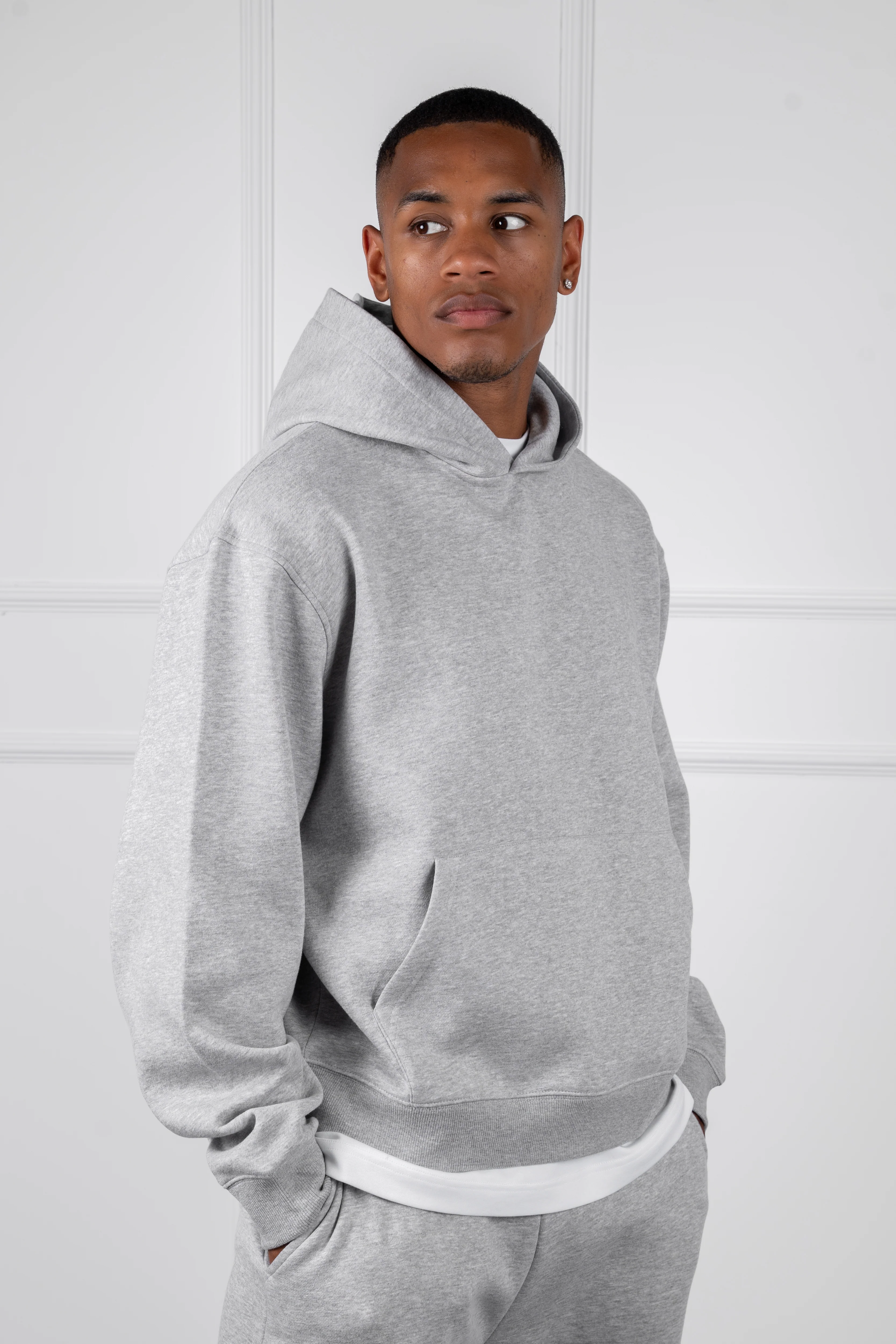 Oversized Boxy Hoodie - Grey Marl - Image 3