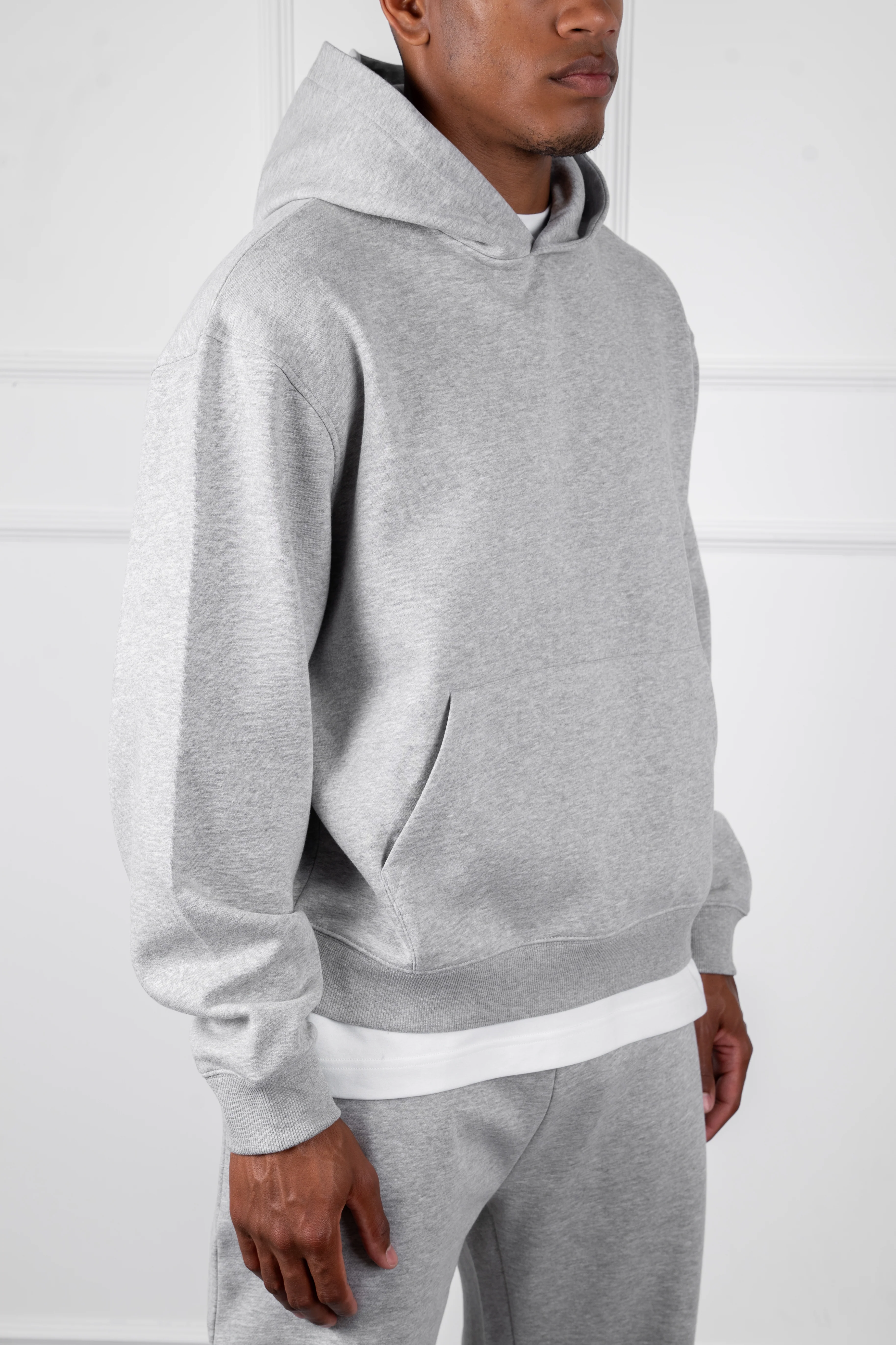 Oversized Boxy Hoodie - Grey Marl - Image 5