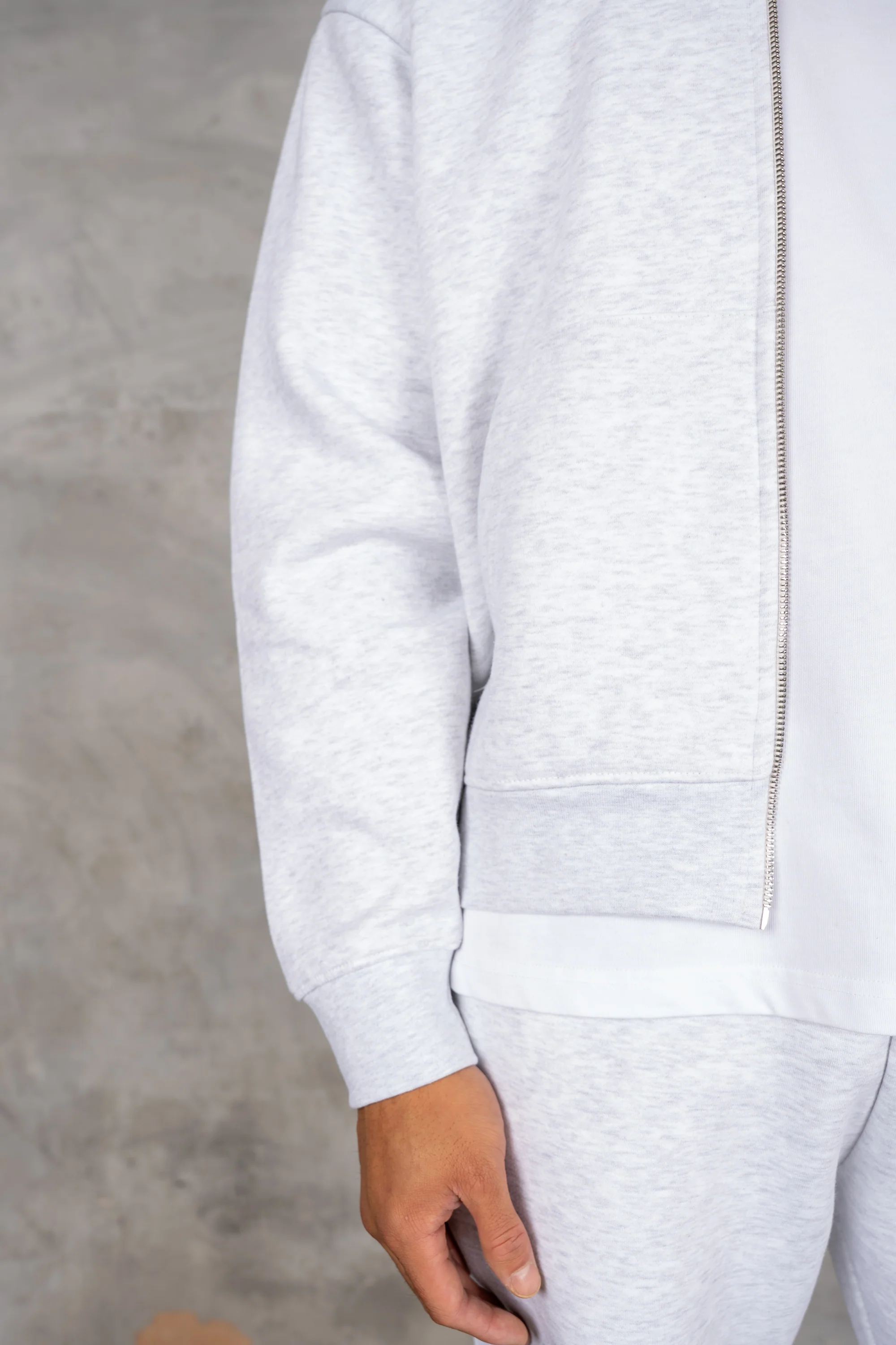 Oversized Boxy Zip Through Hoodie - Grey - Image 4