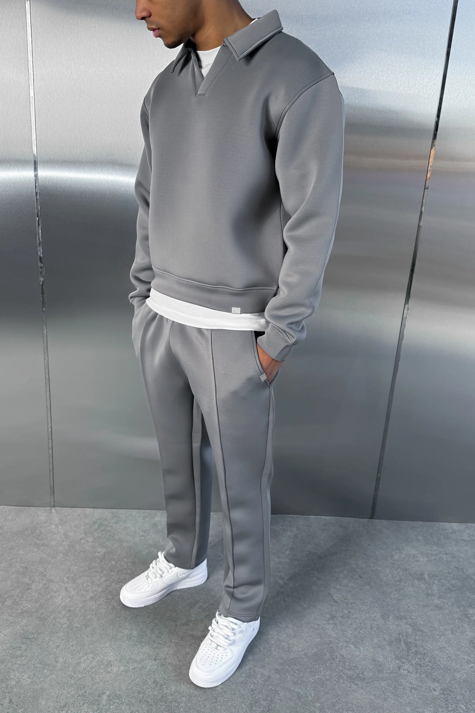 Pintuck Scuba Straight Leg Jogger - Grey - Image 3