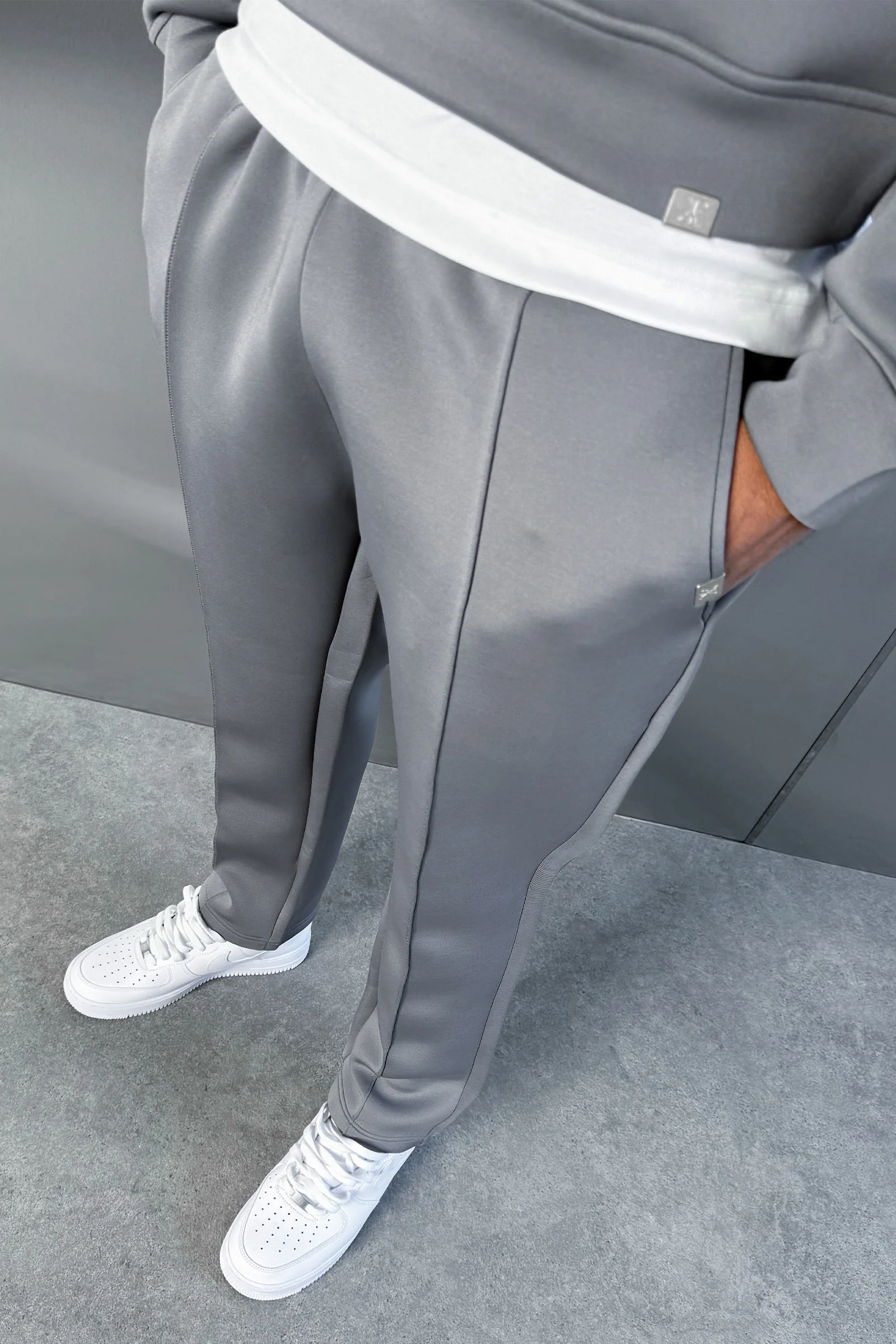 Pintuck Scuba Straight Leg Jogger - Grey - Image 4