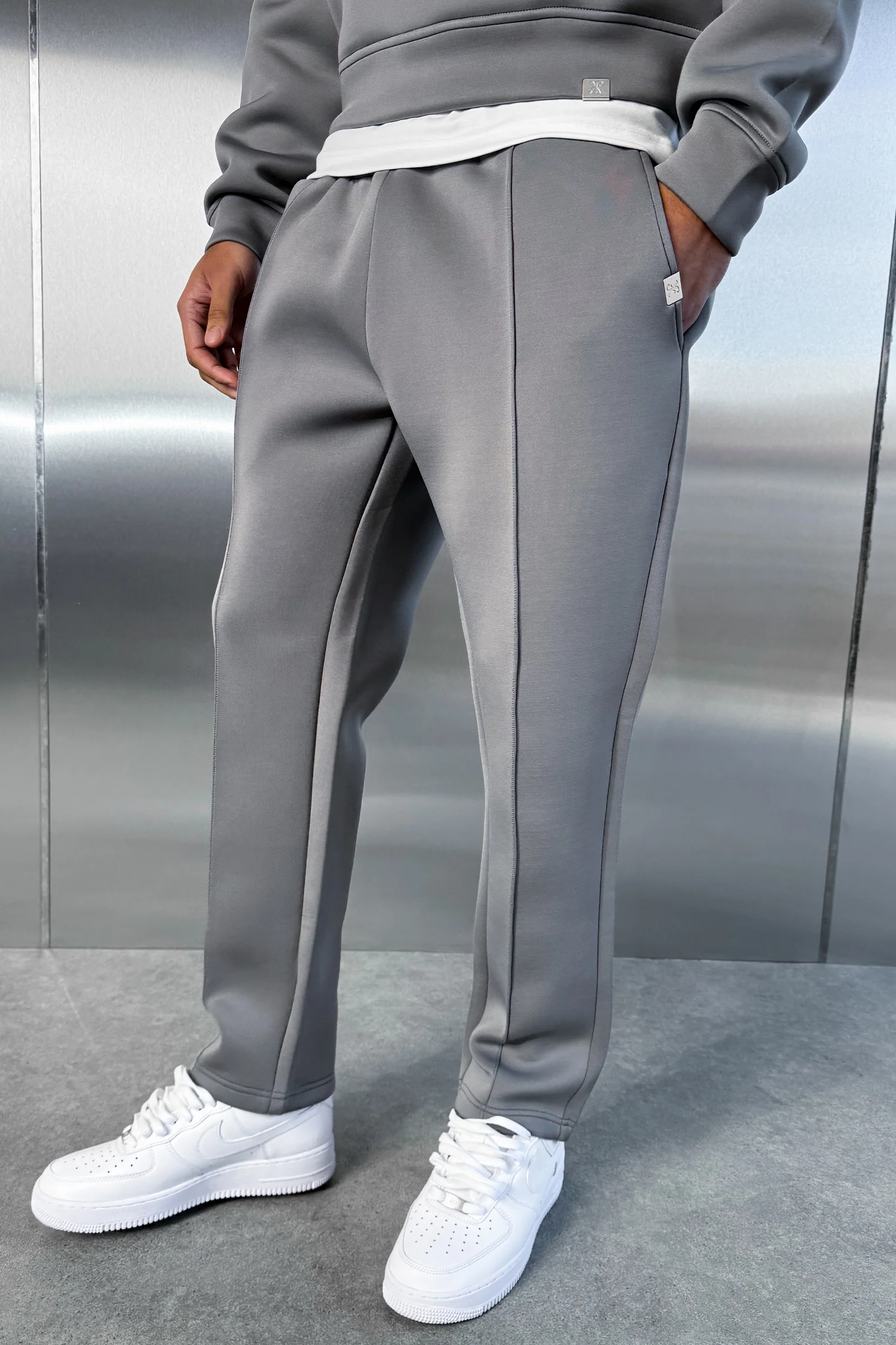 Pintuck Scuba Straight Leg Jogger - Grey - Image 6