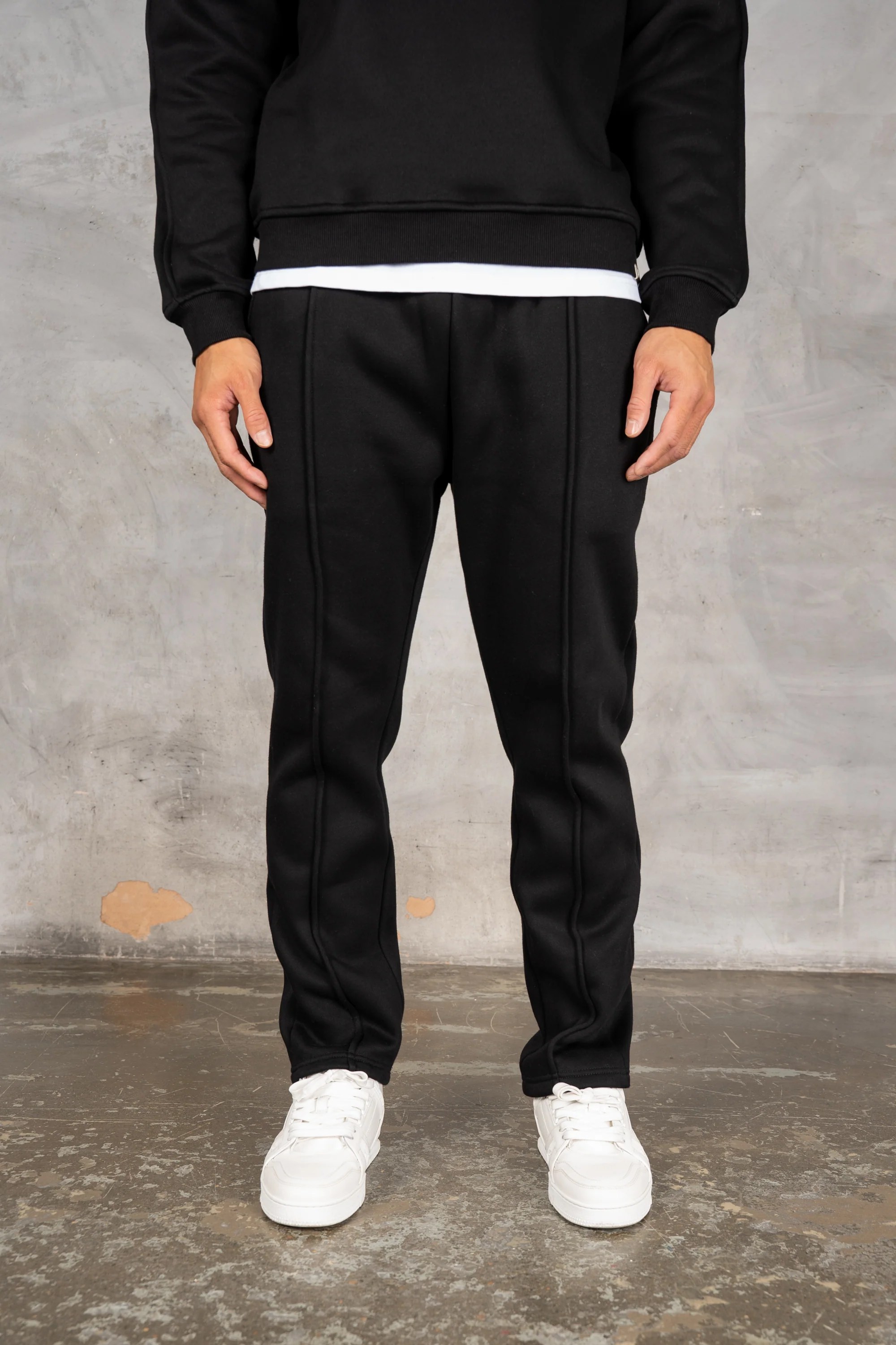 Relaxed Pintuck Joggers - Black - Image 3