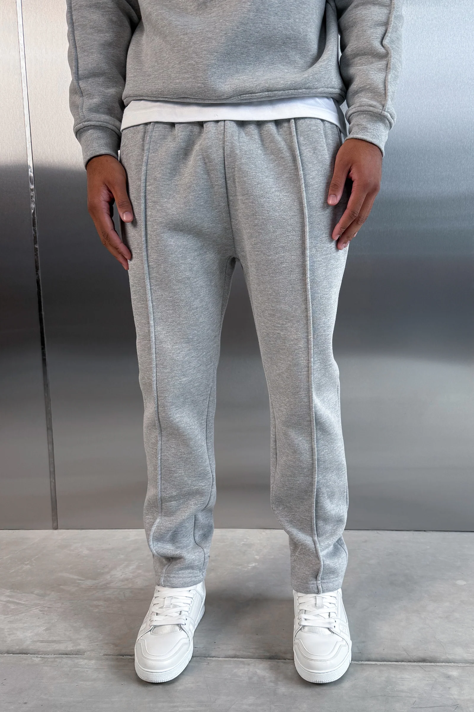 Relaxed Pintuck Joggers - Grey Marl - Image 5