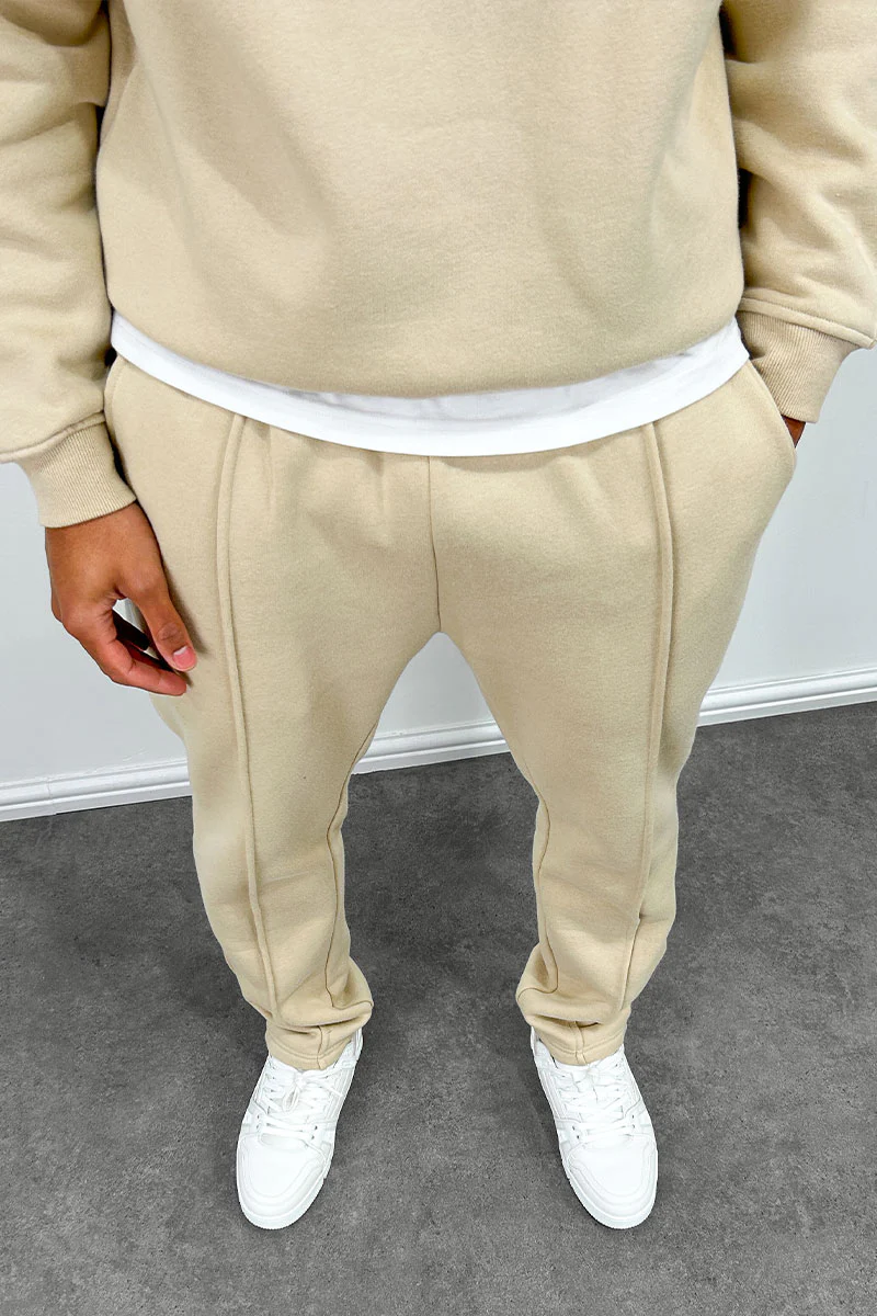 Relaxed Pintuck Joggers - Taupe - Image 6