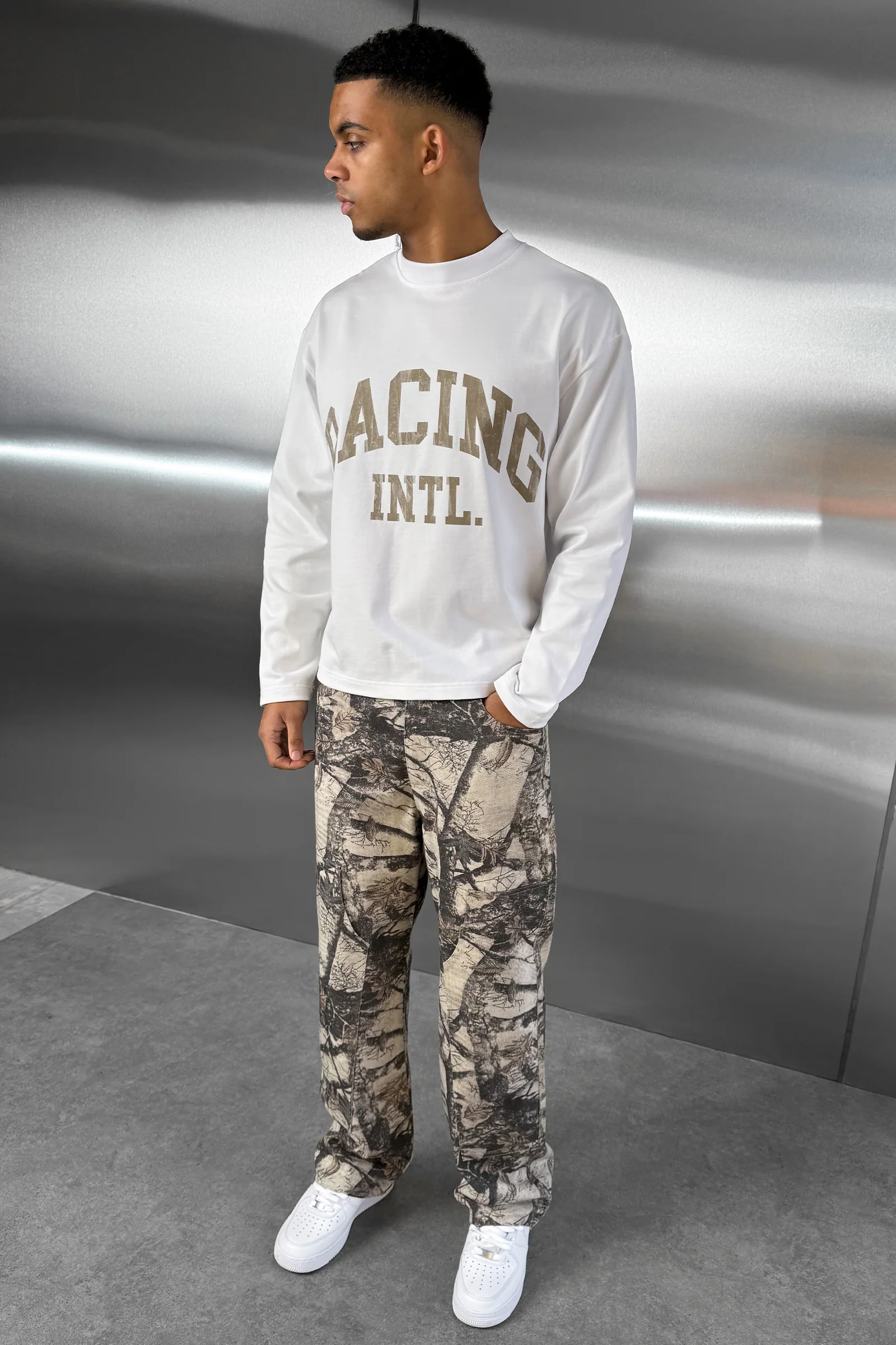 Racing Boxy Long Sleeve T-Shirt - White - Image 3