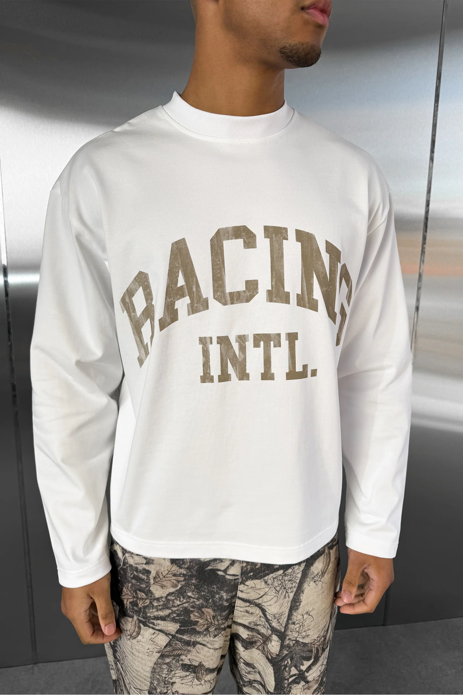 Racing Boxy Long Sleeve T-Shirt - White - Image 8