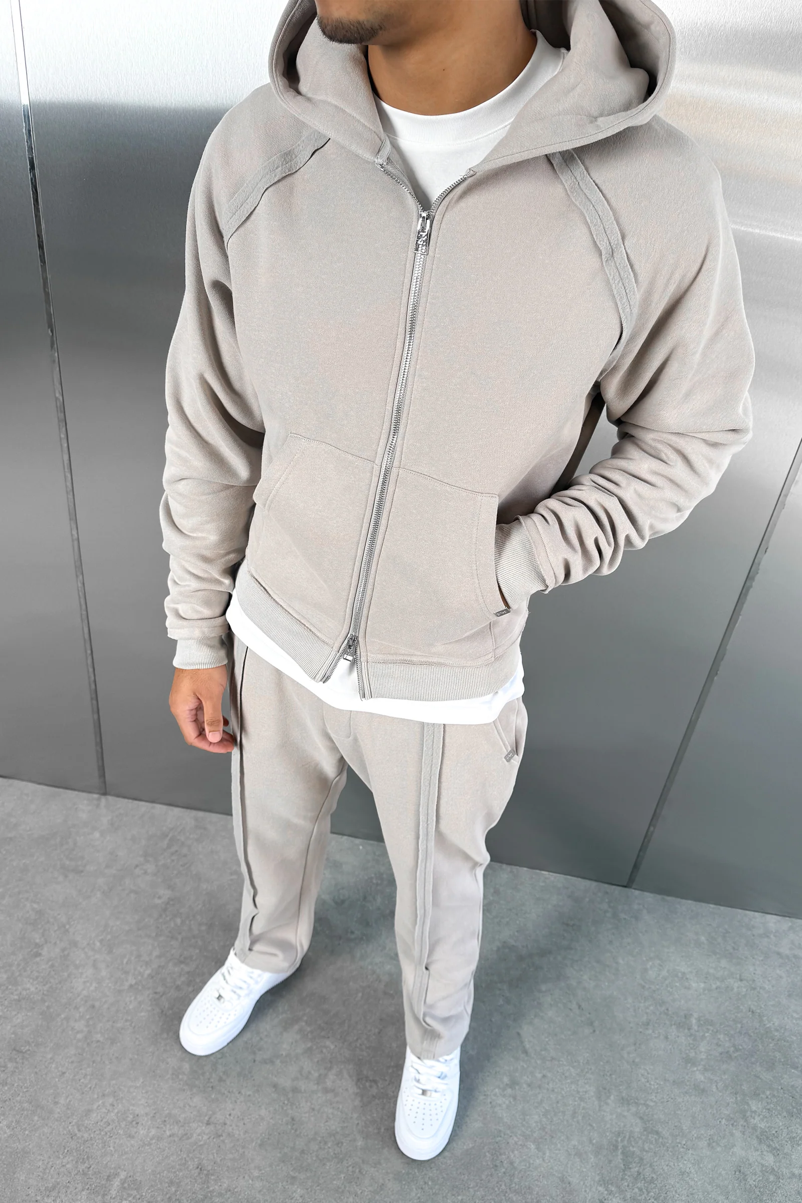Raw-Seam Straight Leg Jogger - Grey - Image 8