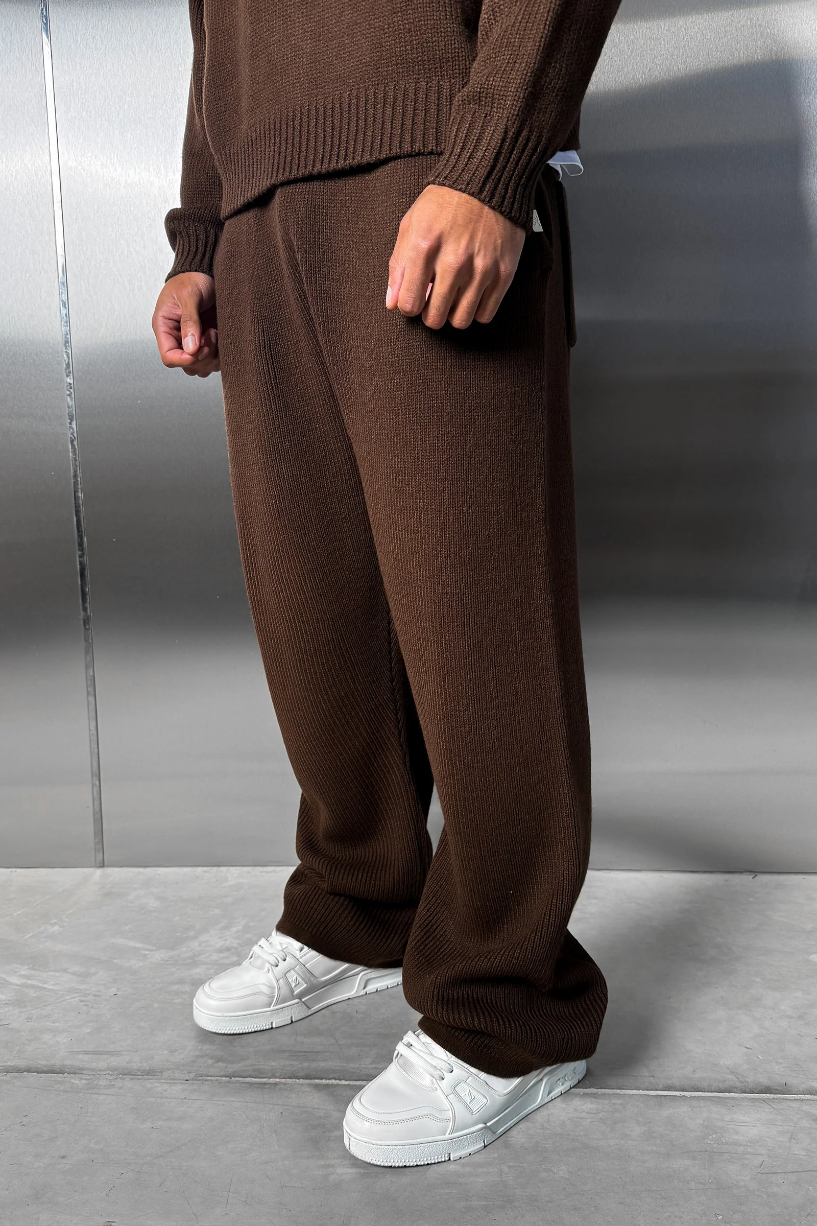 Relaxed Knitted Jogger - Brown - Image 6