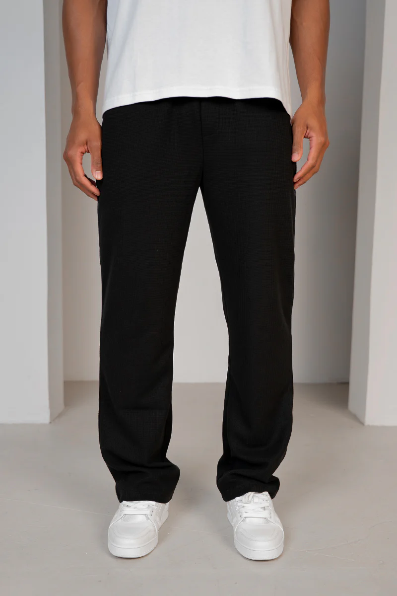 Waffle Straight Joggers - Black - Image 10